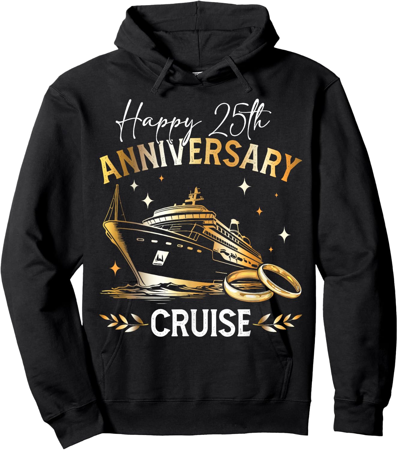 Happy 25th Anniversary Cruise Wedding Matching Gifts Hoodie - Hoodie | Black