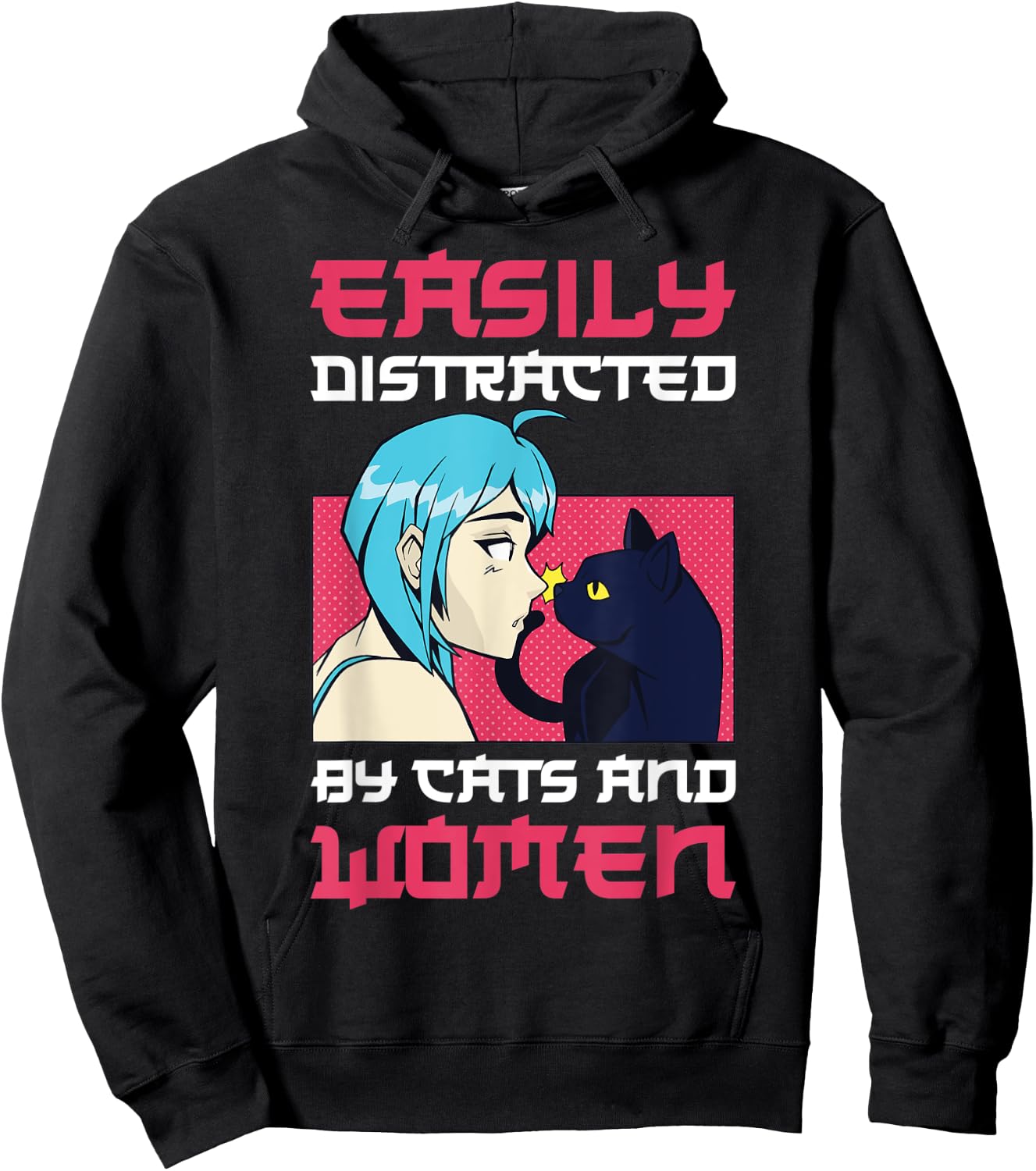 Easily distracted by cats and lesbian women Hoodie - Hoodie | Black