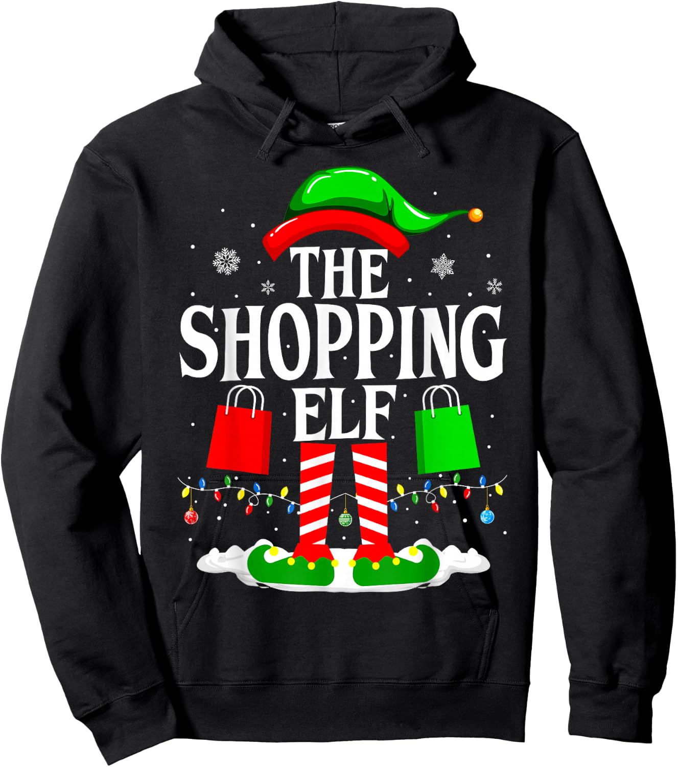 The Shopping Elf Funny Xmas Family matching Christmas Hoodie - Hoodie | Black