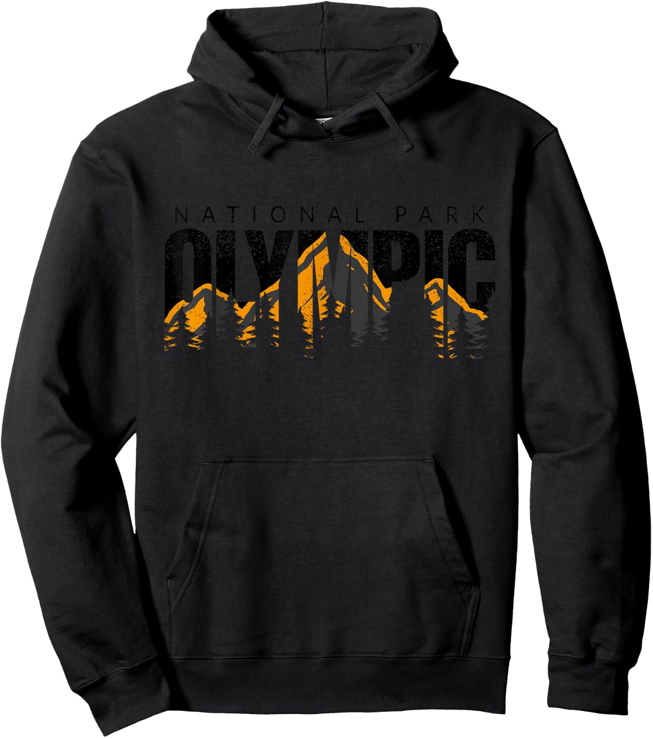 Olympic National Park -Adults & Kids Retro National Park Grey Small Classic Fit Short Sleeve Cotton 100% Hoodie - Hoodie | Black