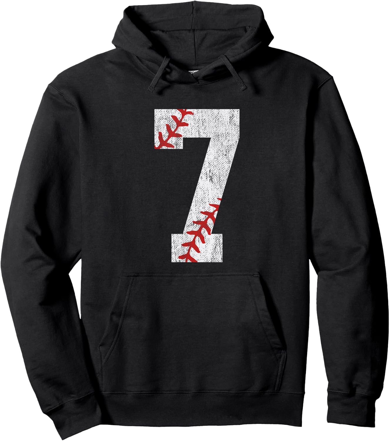 Number #7 Vintage 7th Birthday Baseball Lover 7 Years Old Hoodie - Hoodie | Black