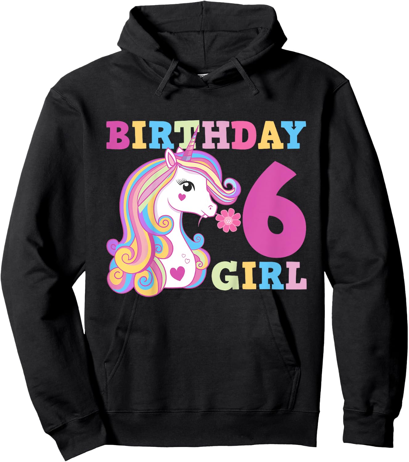 Unicorn Birthday Girl 6 Hoodie - Hoodie | Black