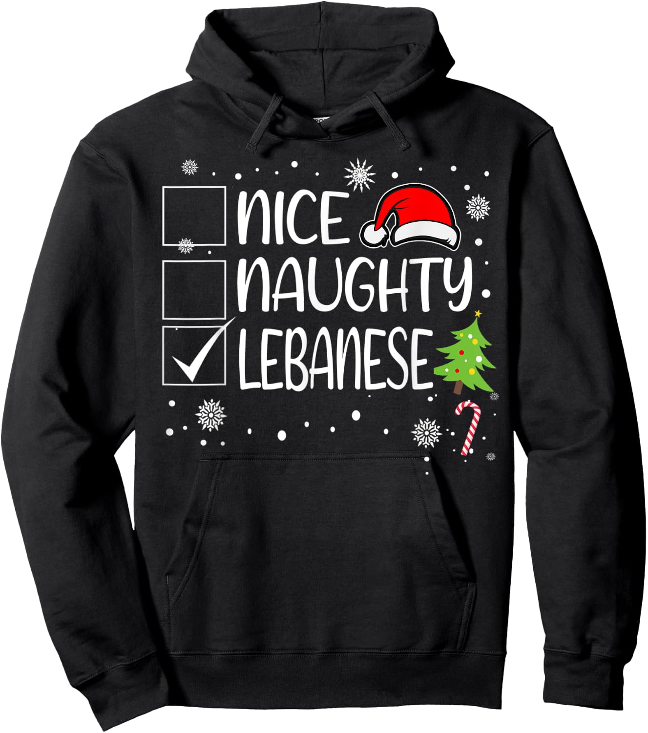 Nice Naughty Lebanese Christmas Naughty Family Group Xmas Hoodie - Hoodie | Black