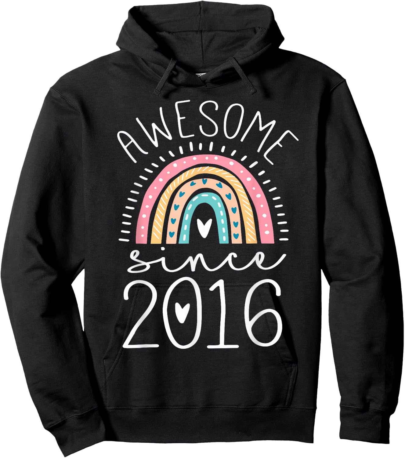 Awesome Since 2016 9th Birthday Rainbow Gifts Born in 2016 Hoodie - Hoodie | Black