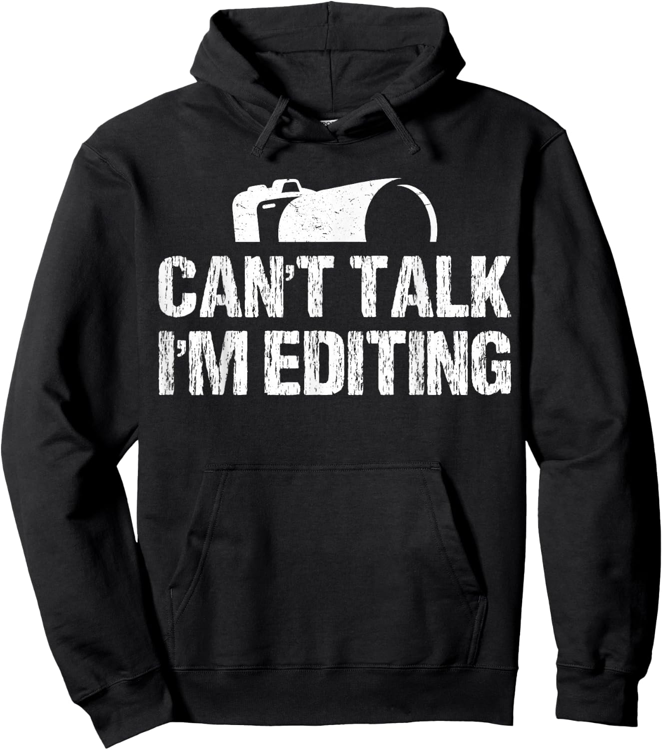 Can't Talk I'm Editing Funny Photographer Apparel Vintage Hoodie - Hoodie | Black