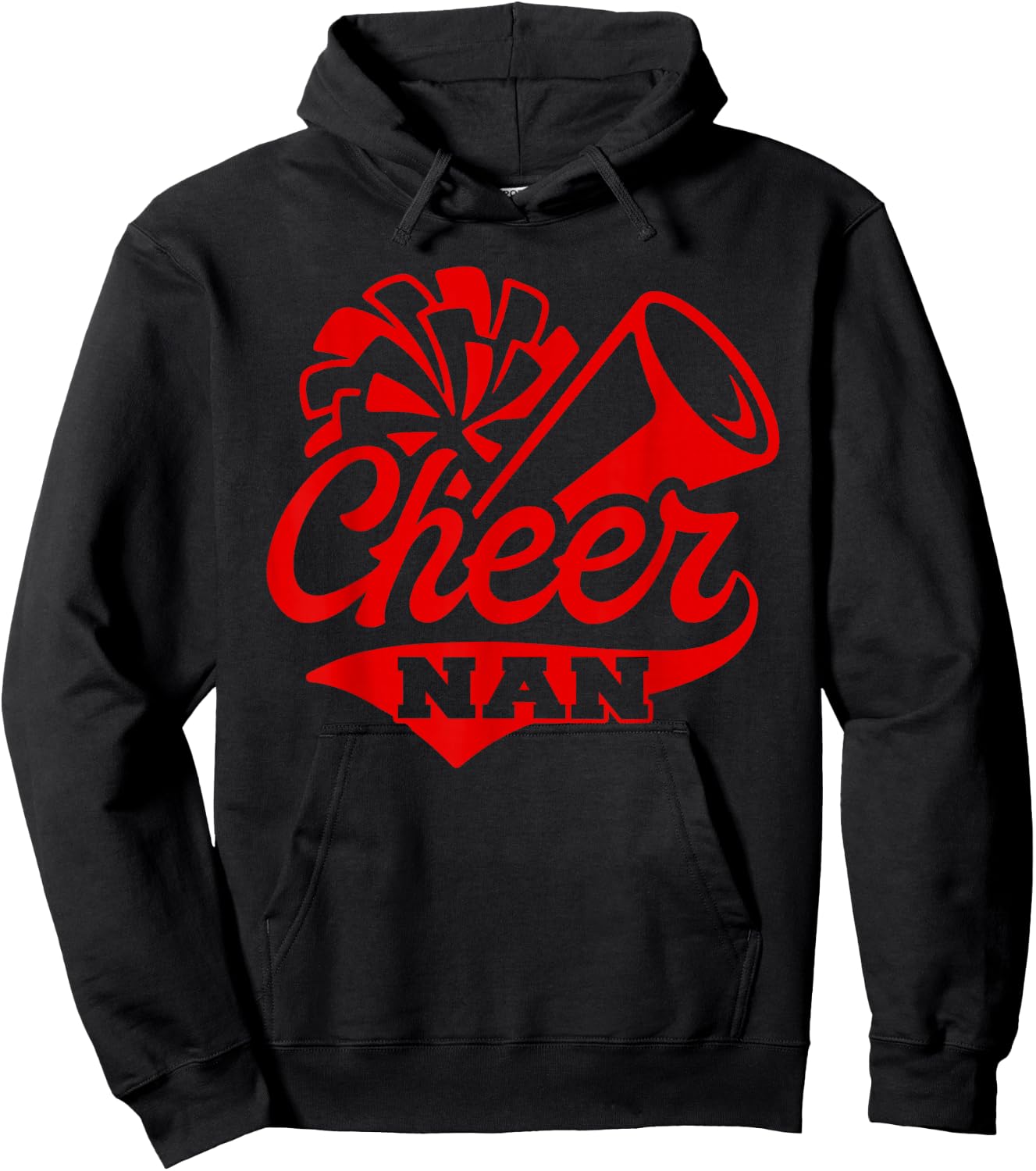 Cheer Nan Biggest Fan Black And Red Pom Pom Hoodie - Hoodie | Black