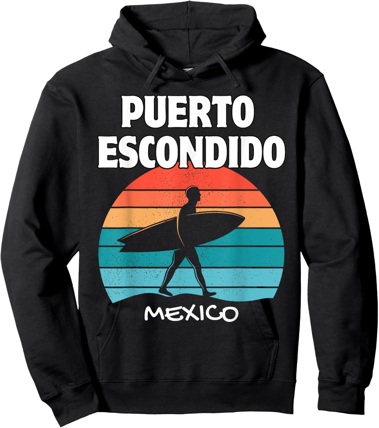 PUERTO ESCONDIDO Mexico Surf Retro Sunset Surfing Vacation Hoodie - Hoodie | Black