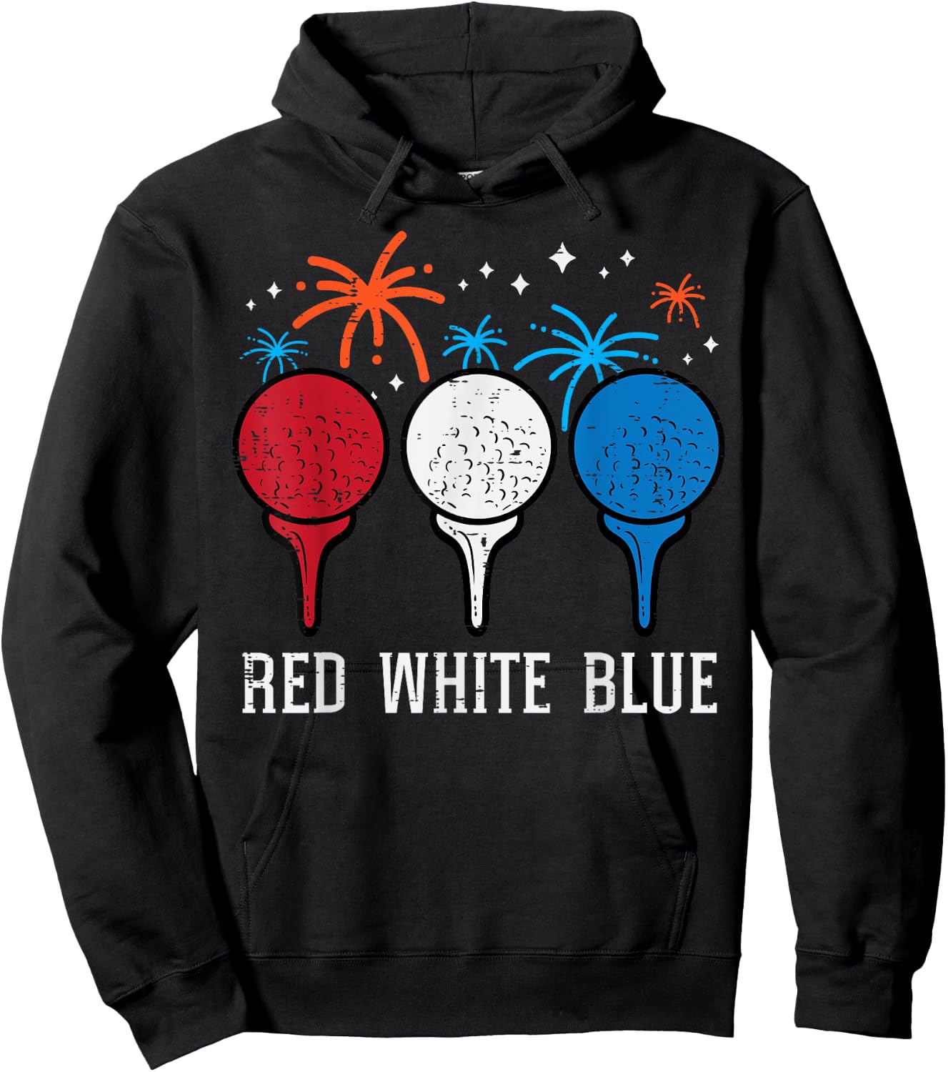 4th July Red White Blue Golf Patriotic Golfer Dad Men Women Hoodie - Hoodie | Black