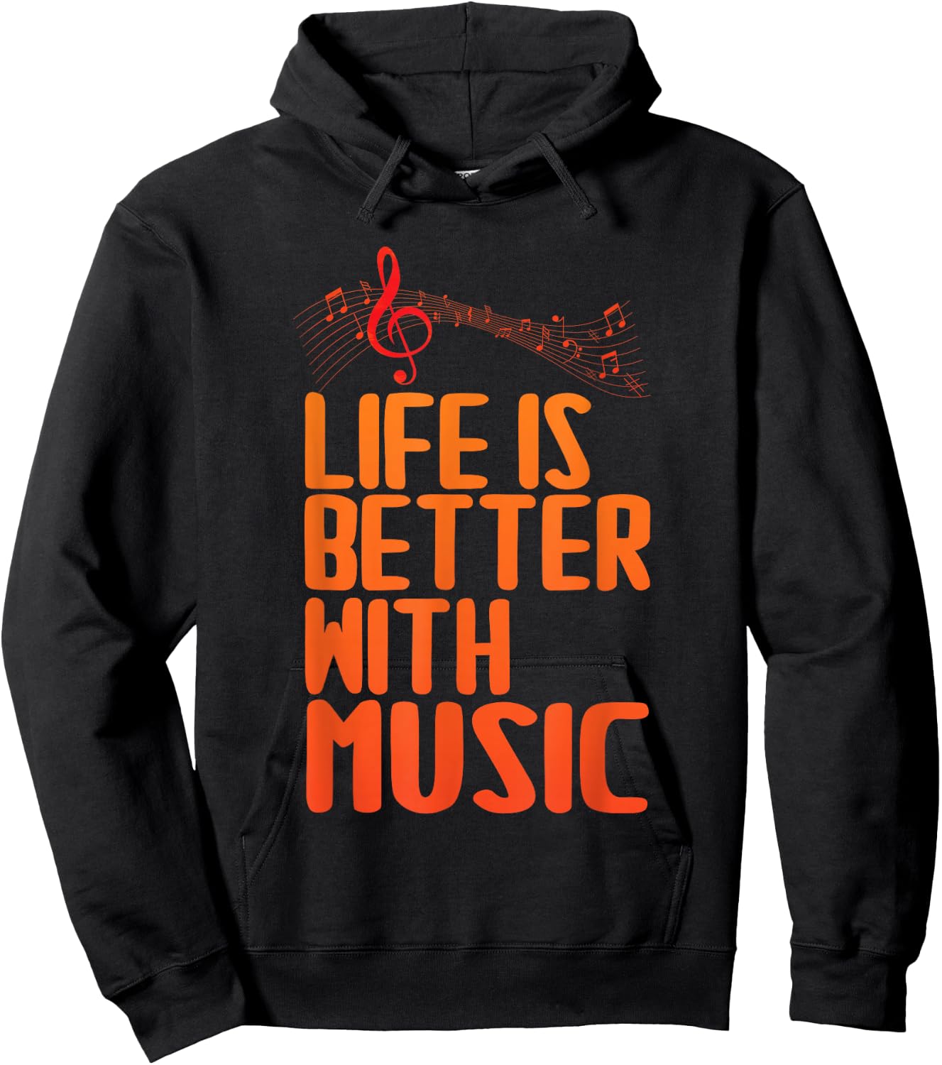 Life Is Better With Music Musicians Funny Music Note Memes Hoodie - Hoodie | Black