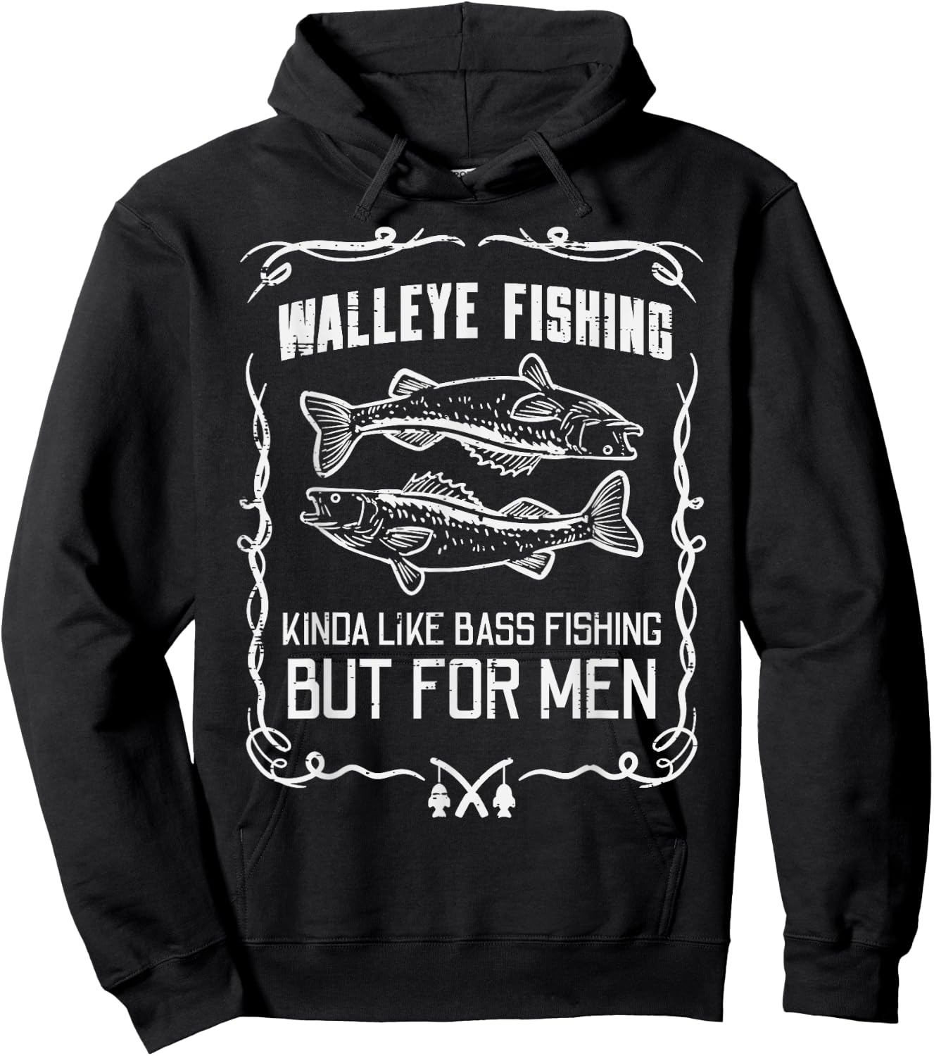Walleye Fishing Like Bass But Funny Dad Grandpa Hoodie - Hoodie | Black