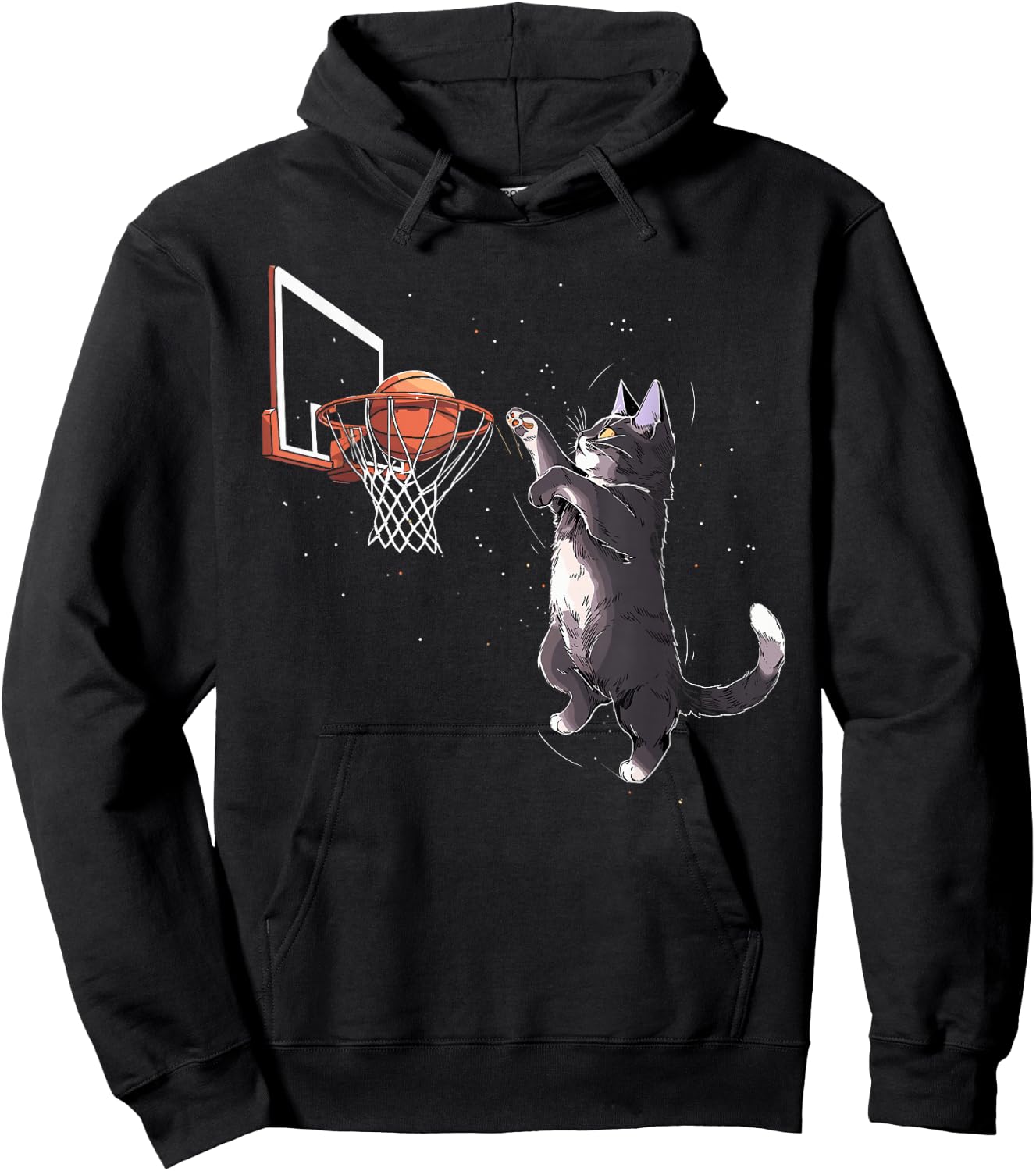 Cat Playing Basketball Gifts Men Women Kids Funny Cat Hoodie - Hoodie | Black