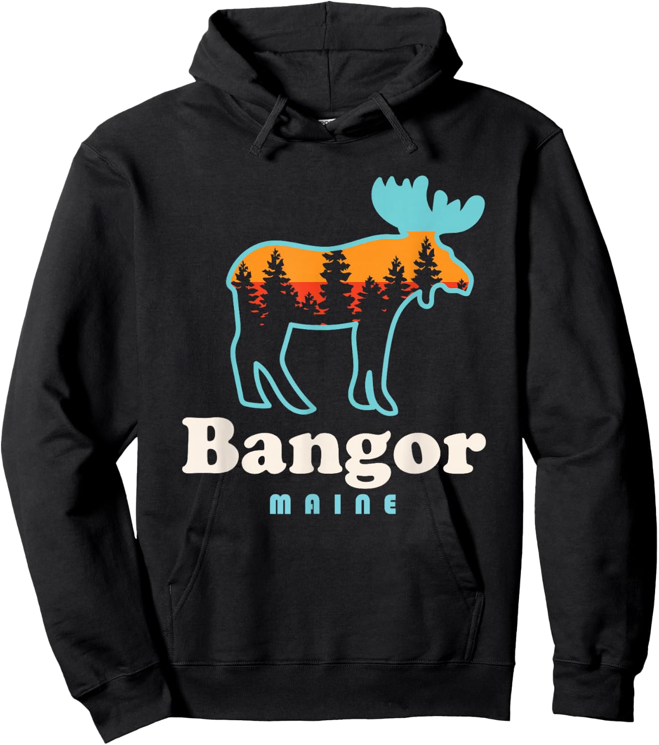 Bangor Maine Moose Bangor City Forest Outdoors Hoodie - Hoodie | Black