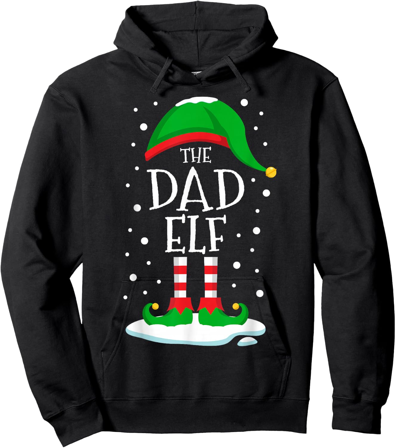 The Dad Elf Christmas Family Matching Xmas Daddy Funny Hoodie - Hoodie | Black