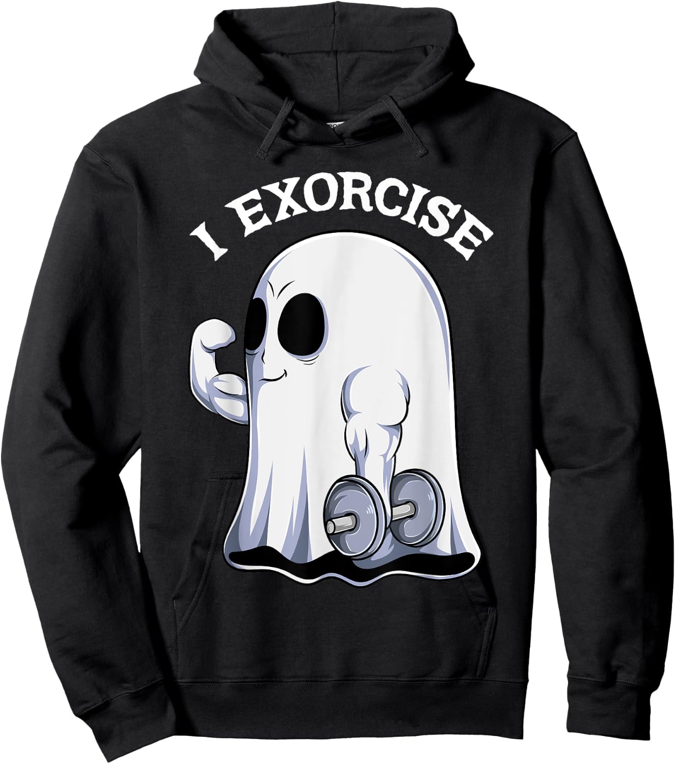 Ghost I Exorcise Funny Gym Exercise Workout Spooky Halloween Hoodie - Hoodie | Black