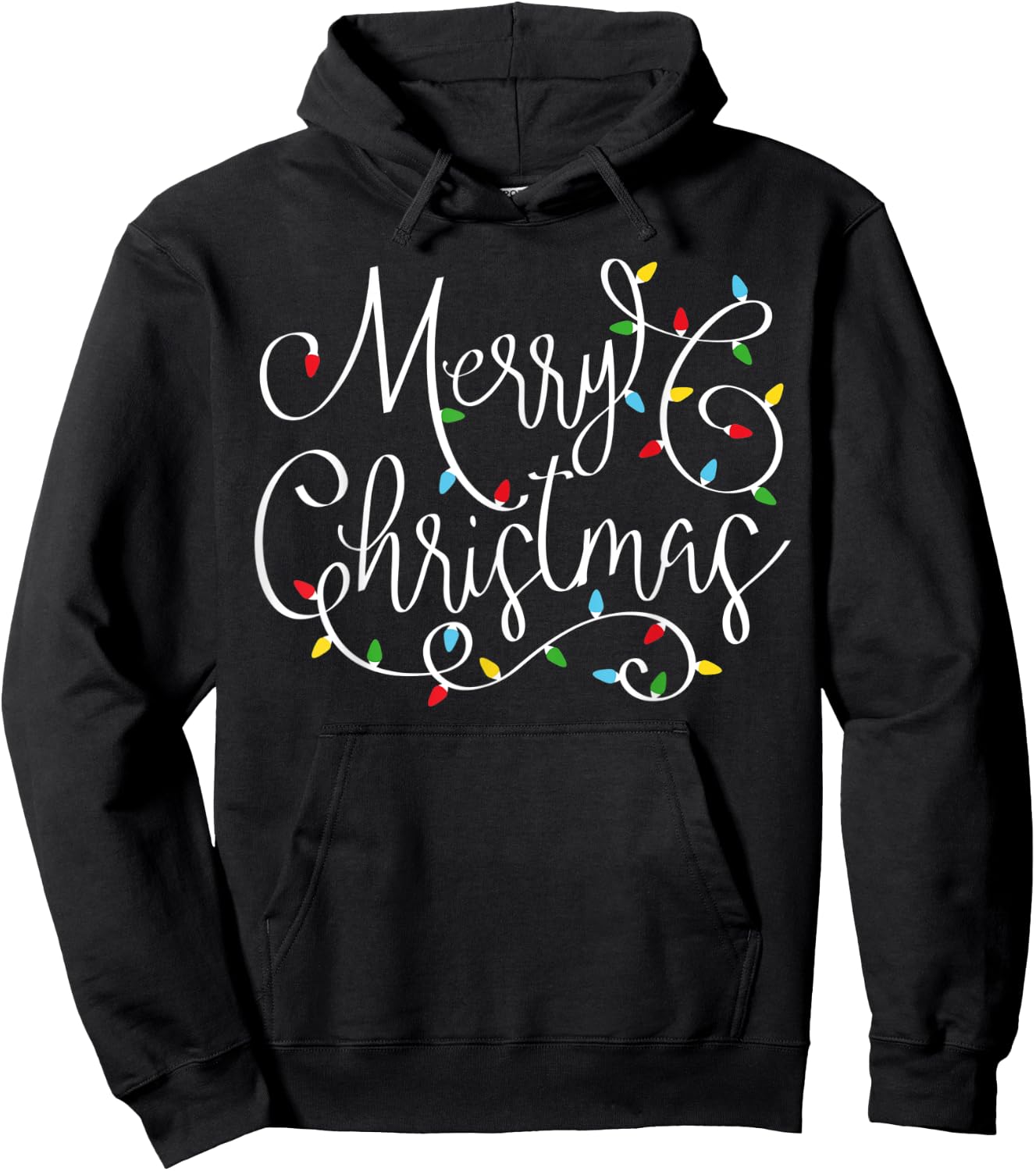 Merry Christmas Tree Lights Matching Xmas Pajamas Hoodie - Hoodie | Black