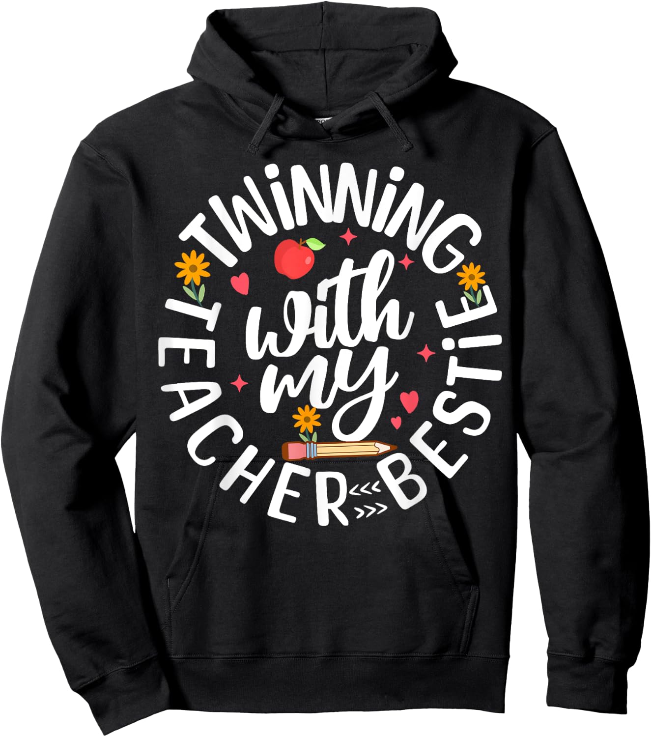 Twin Day Design for Spirit Week Teacher Bestie Matching Hoodie - Hoodie | Black