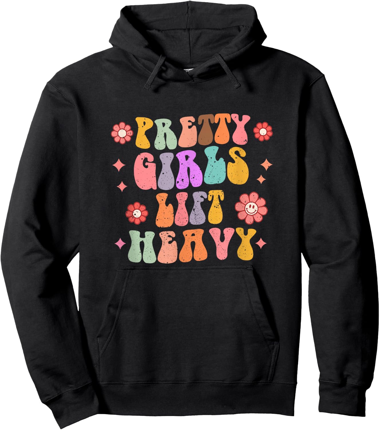 Pretty Girls Lift Heavy Retro Fitness Weightlifting Workout Hoodie - Hoodie | Black