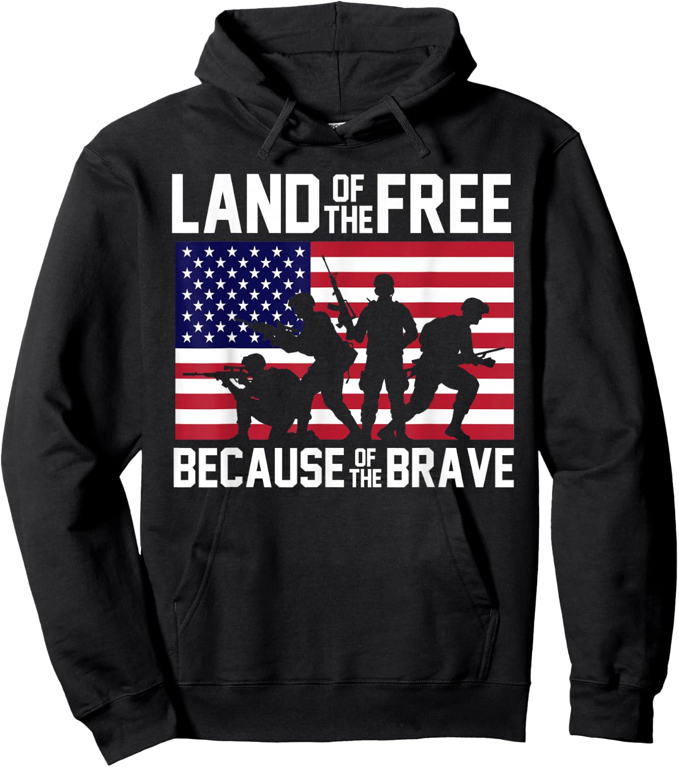 Land of the Free Because of the Brave United States Hoodie - Hoodie | Black