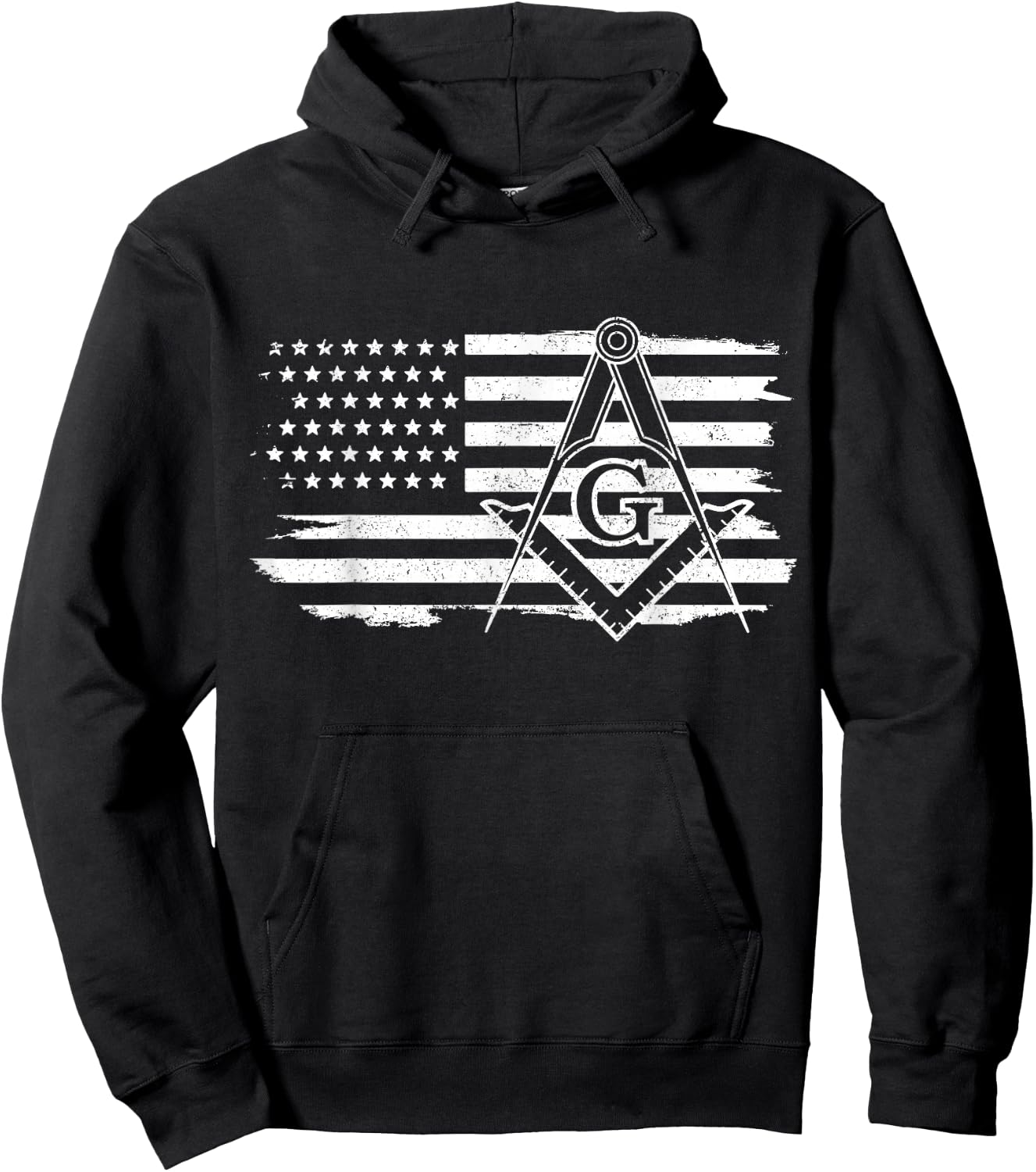 Mason Square & Compass Masonic US Flag Freemason Shriner Hoodie - Hoodie | Black