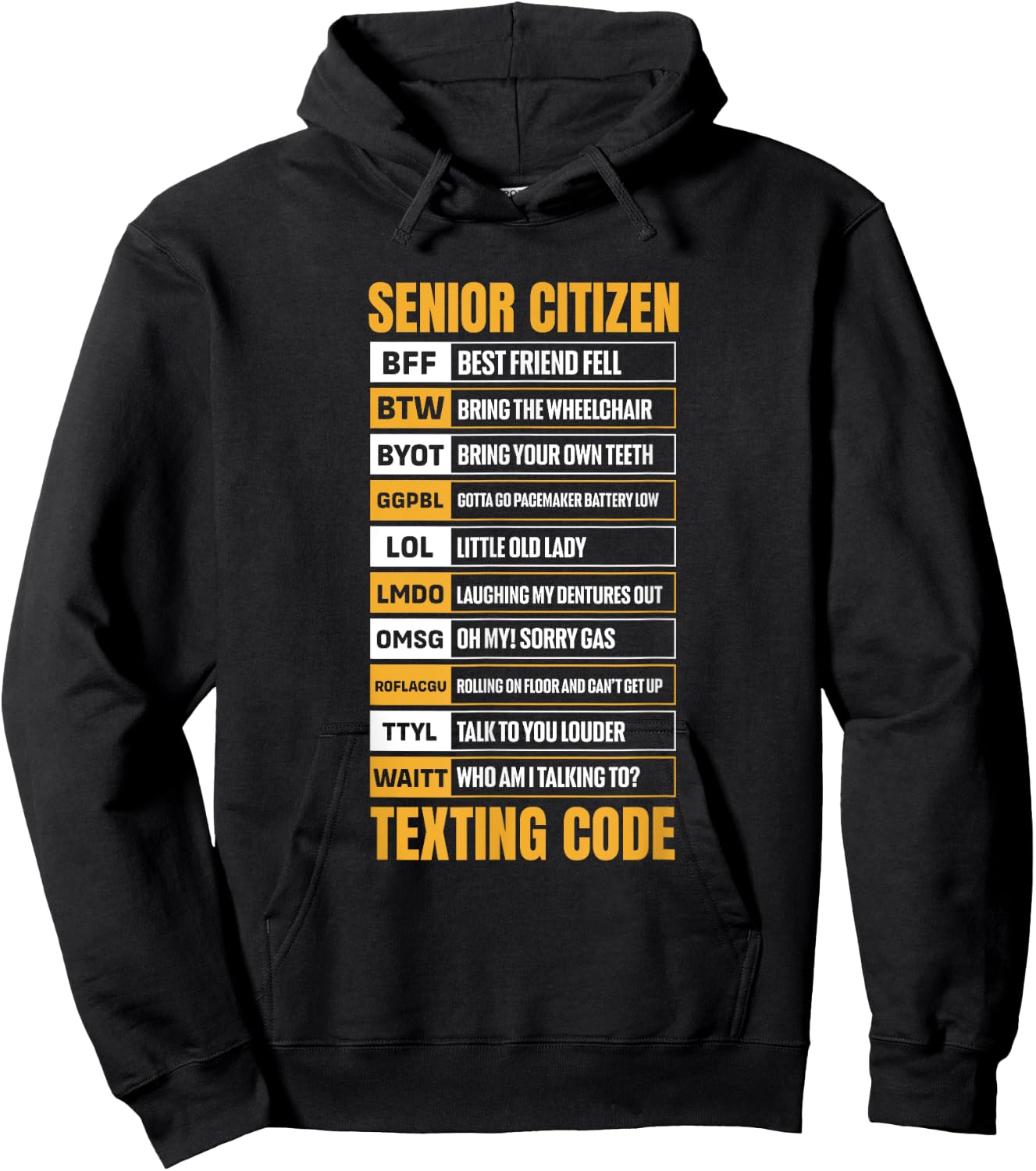 Senior Citizen Texting Code Elderly Old Age for Retired Hoodie - Hoodie | Black