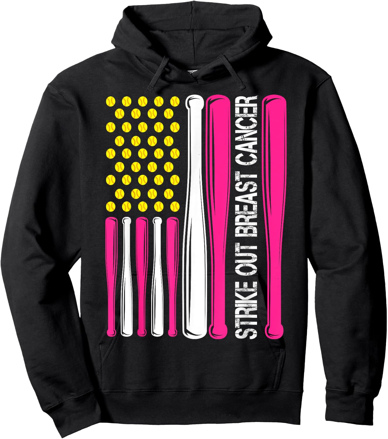 Strike Out Breast Cancer Softball Fight Awareness Men Women Hoodie - Hoodie | Black