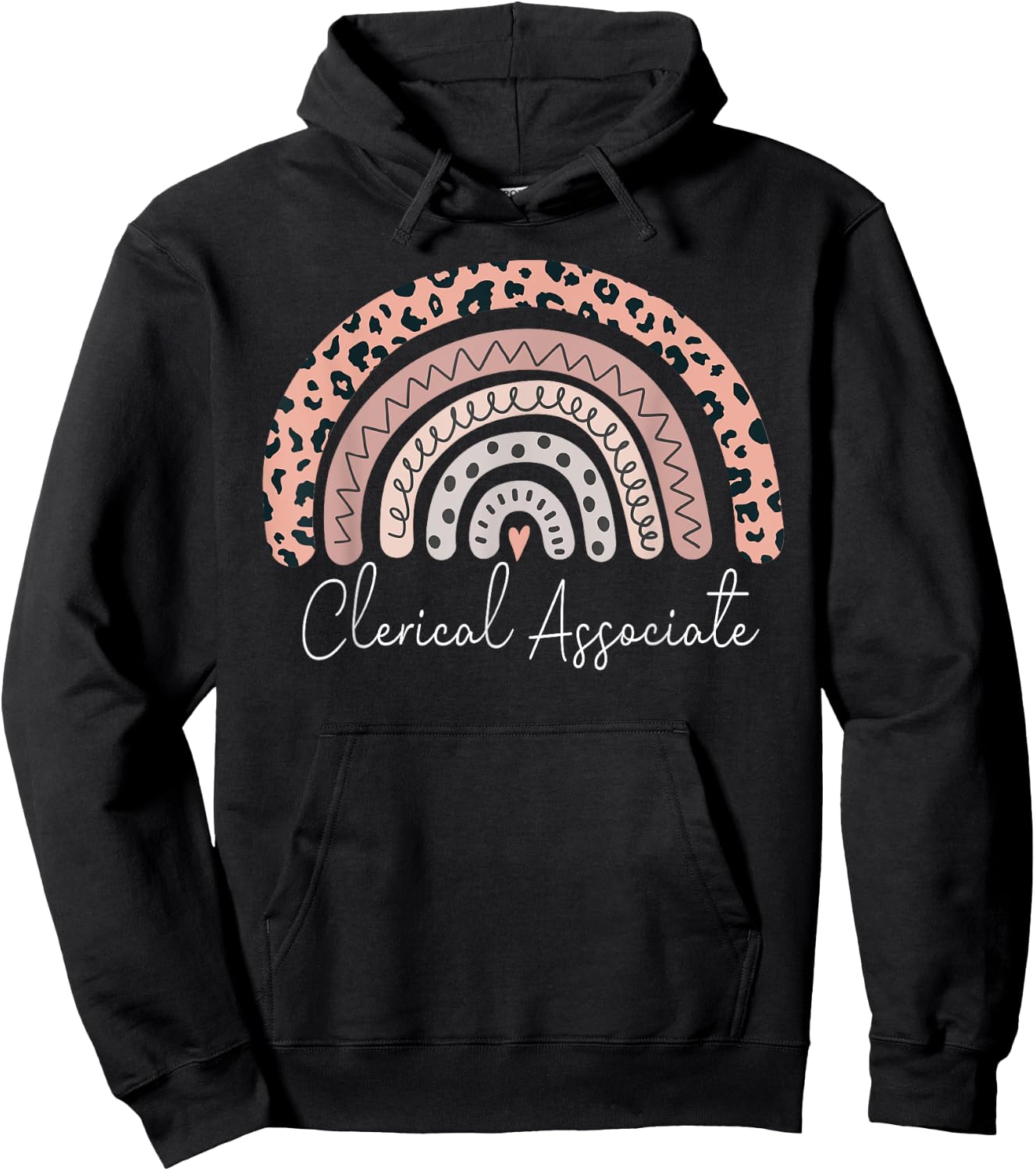 Clerical Associate Leopard Rainbow Appreciation Hoodie - Hoodie | Black
