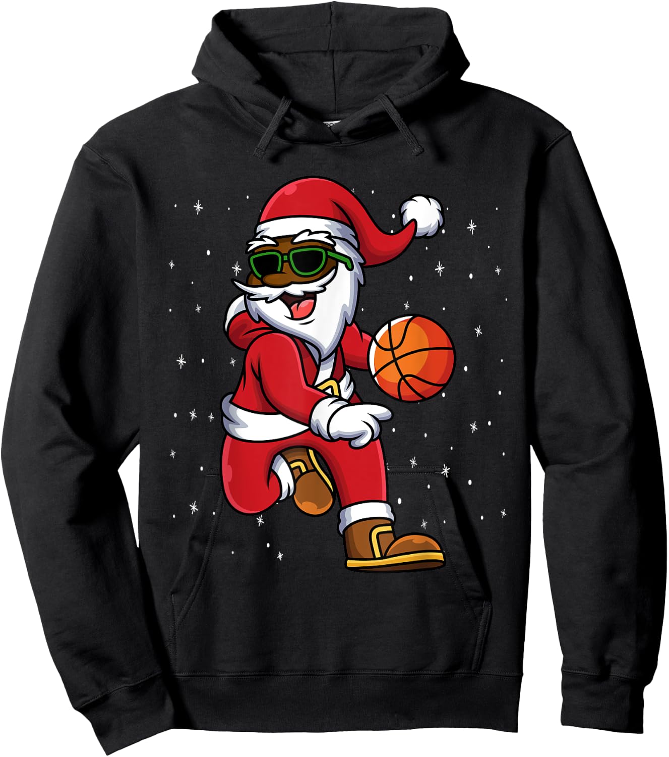 Christmas Basketball Black African American Santa Kids Hoodie - Hoodie | Black