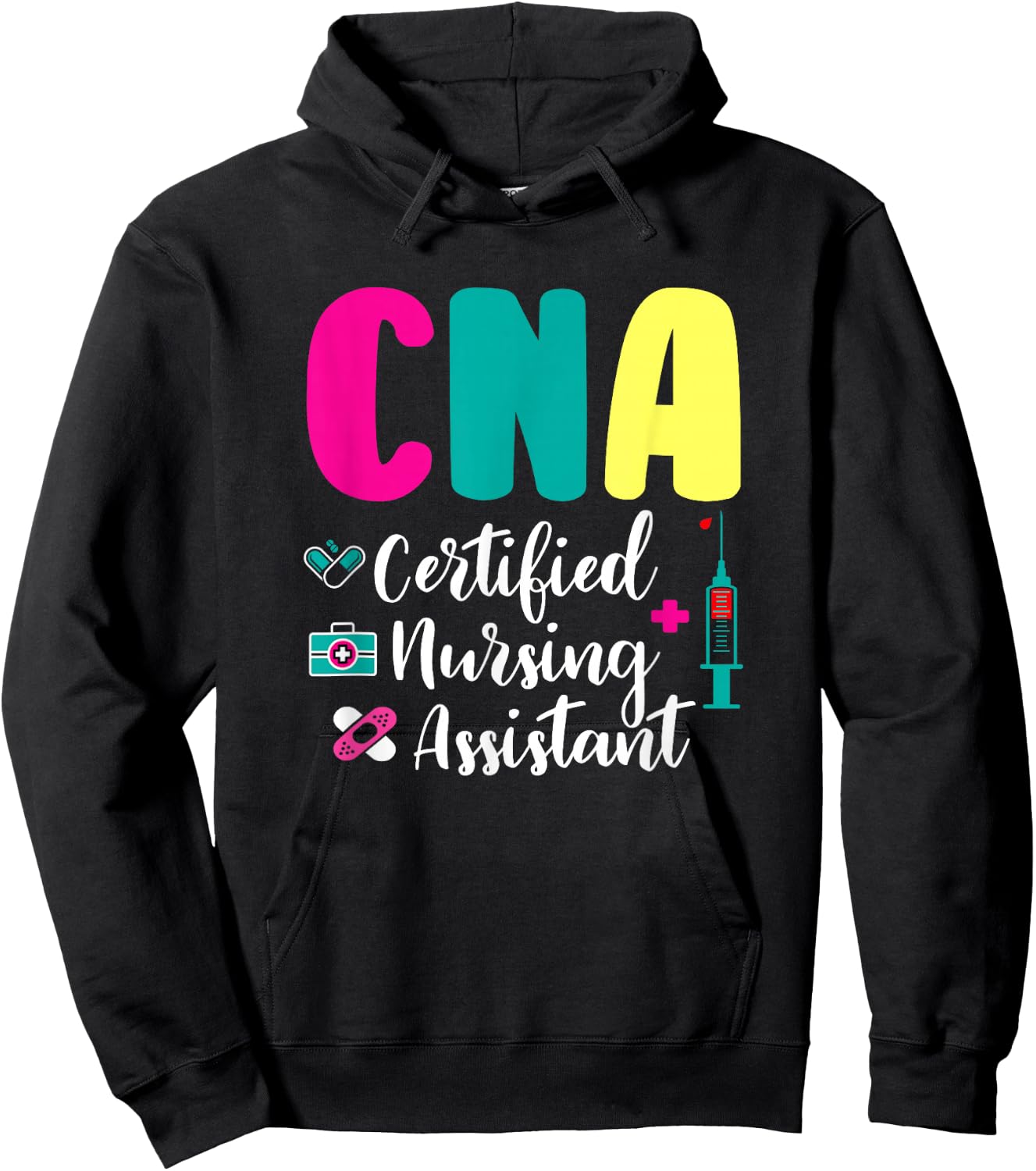 Unique Medical CNA Certified Nursing Assistant Colorful Nurse Appreciation Hoodie - Hoodie | Black