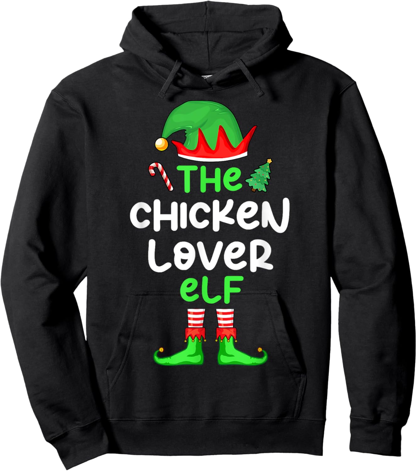 I'm The Chicken Lover Elf Christmas Matching Pajama Hoodie - Hoodie | Black