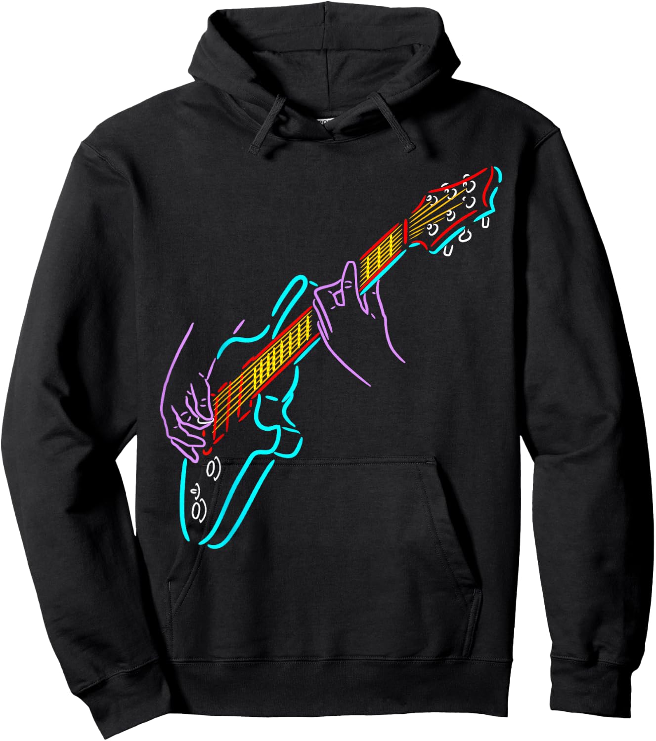 Colorful Bass Guitarist's Hands Rock and Roll Guitar Player Hoodie - Hoodie | Black