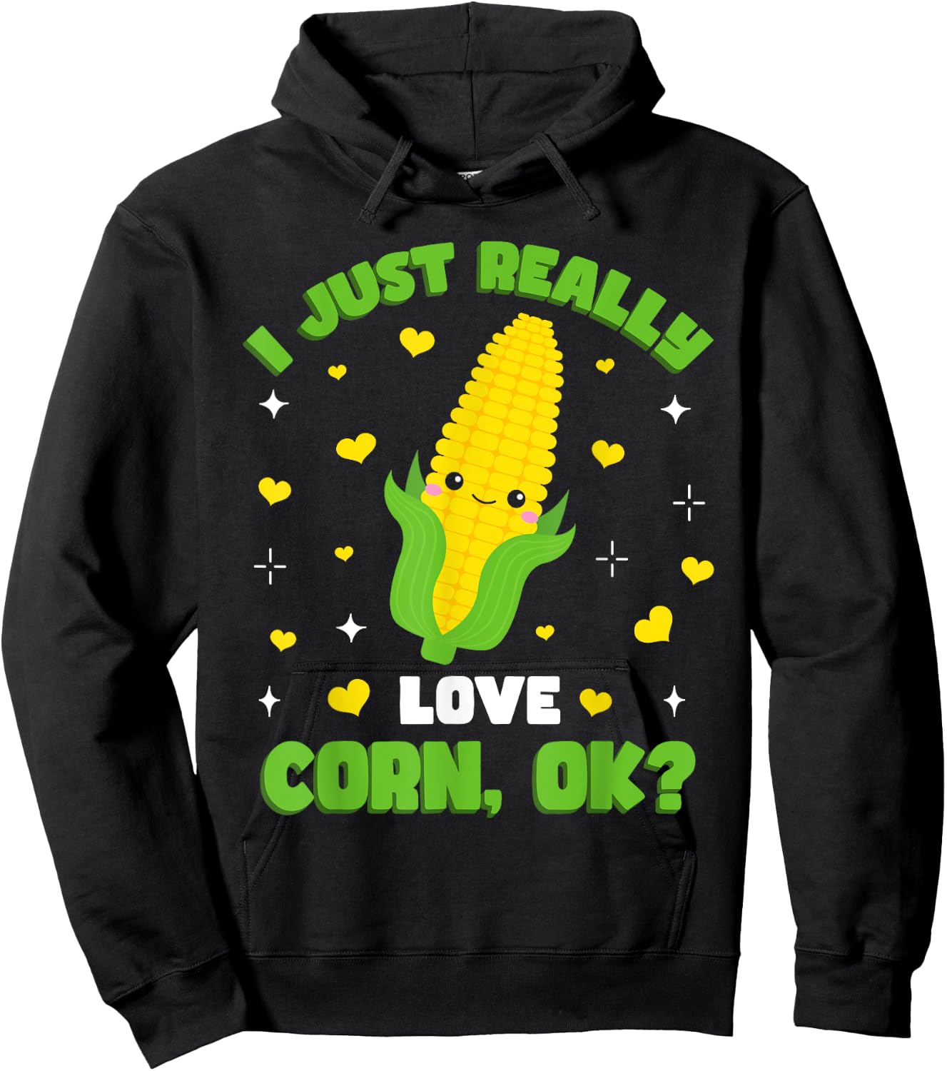 Corn Farming Kids Kawaii I Just Really Love Corn Hoodie - Hoodie | Black
