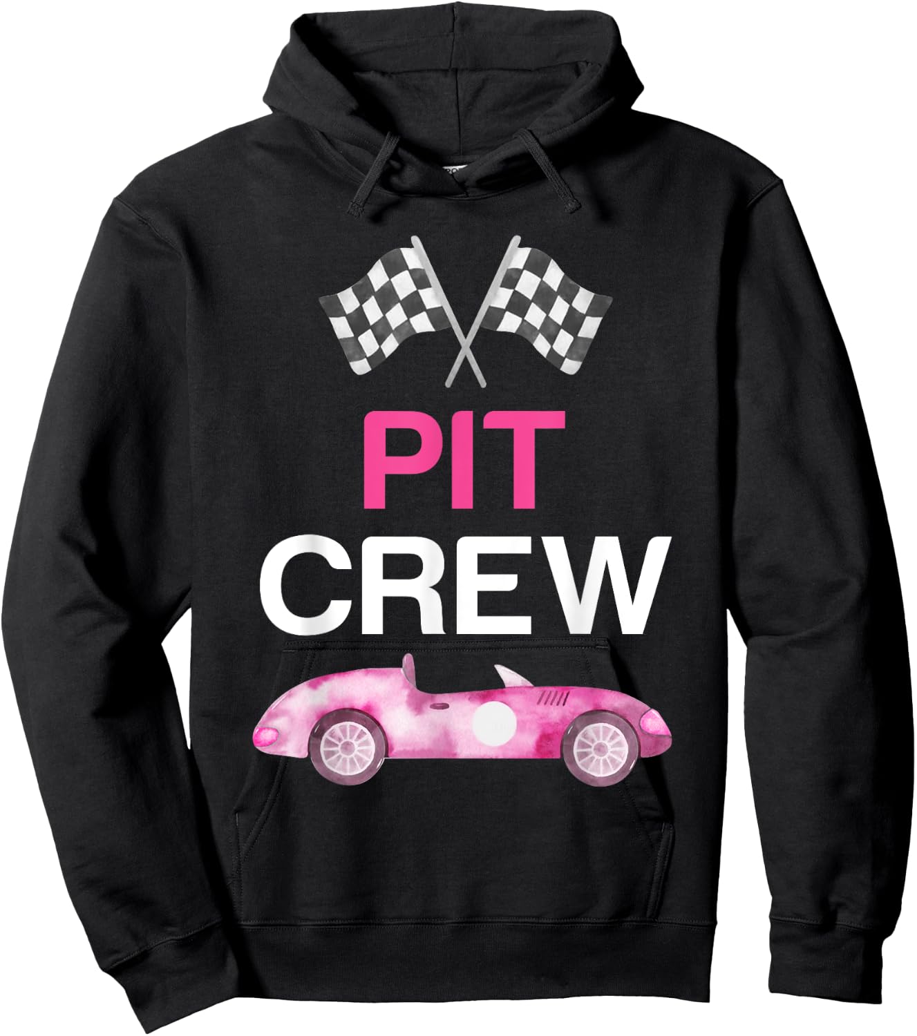 Pit Crew Costume Adult Kids Girls Boys Pink Racing Car Flag Hoodie - Hoodie | Black