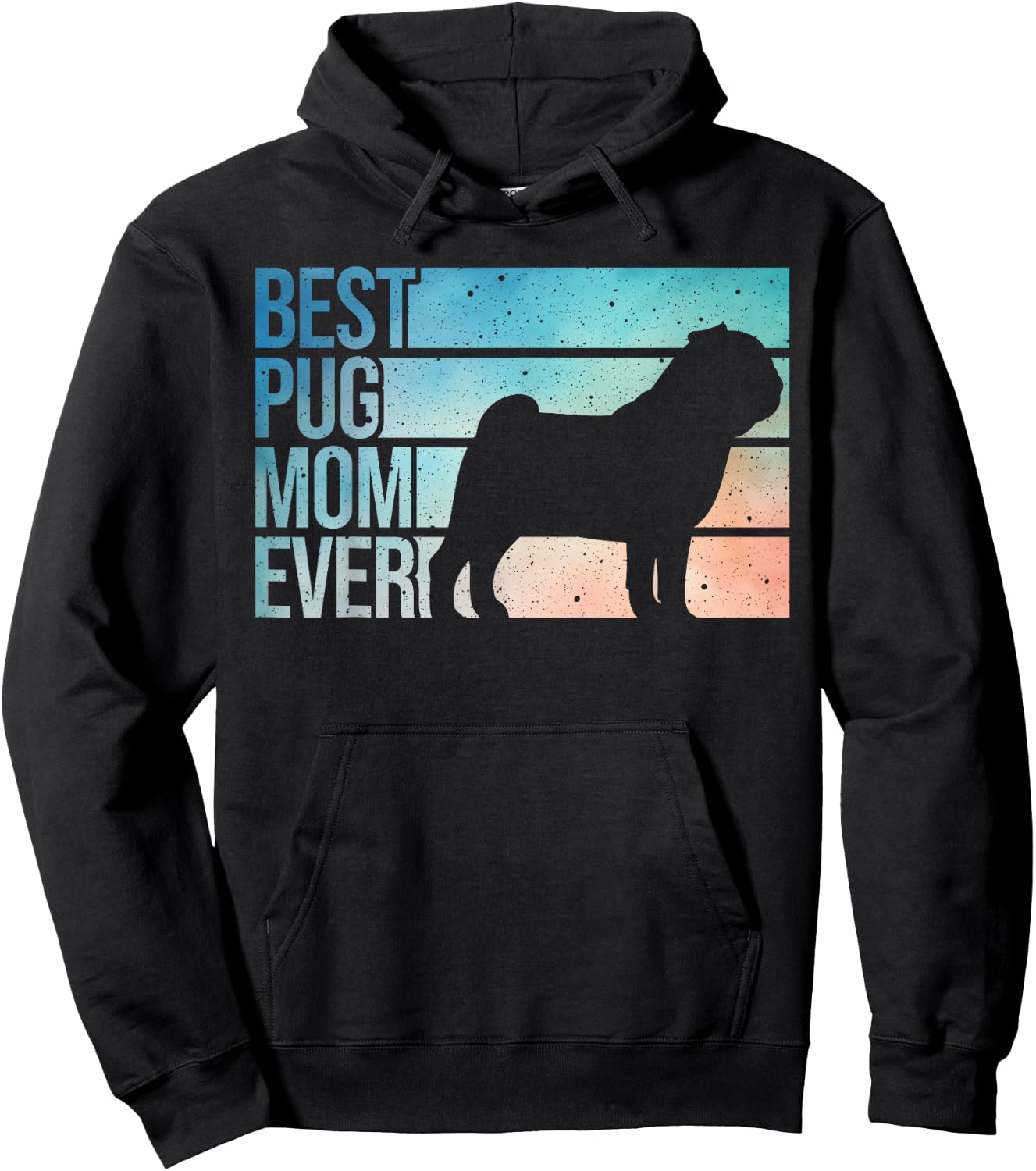 Cute Pug Art For Mom Women Breed Pet Dog Puppy Pug Lovers Hoodie - Hoodie | Black