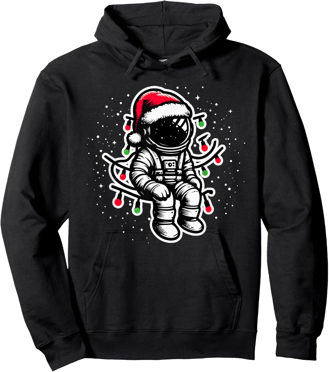 Astronaut Christmas Santa Hat Space Lover Boys Hoodie - Hoodie | Black