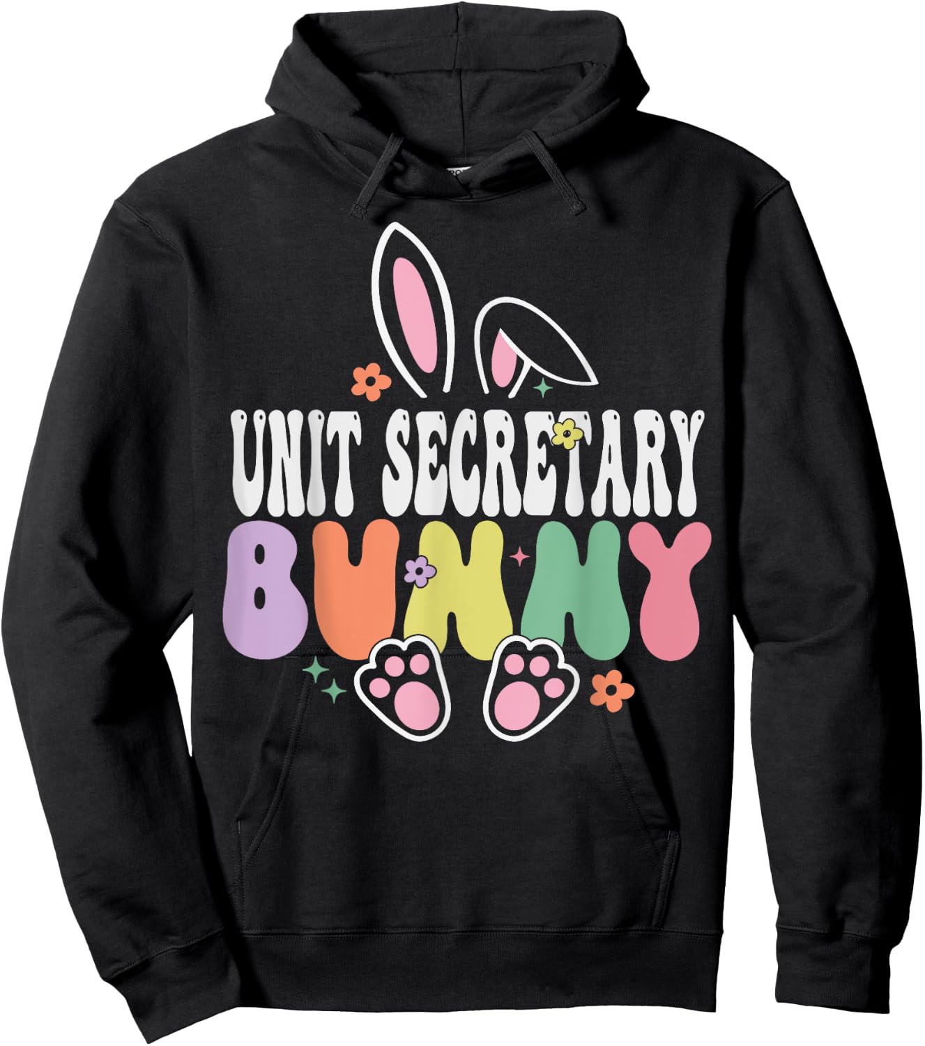 Unit Secretary Bunny Funny Easter Day Groovy Family Matching Hoodie - Hoodie | Black