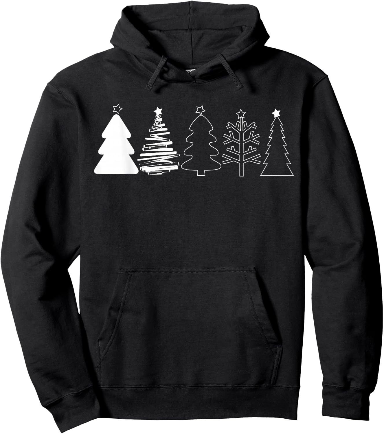 Rustic Christmas Trees Winter Forest Minimalist Hoodie - Hoodie | Black