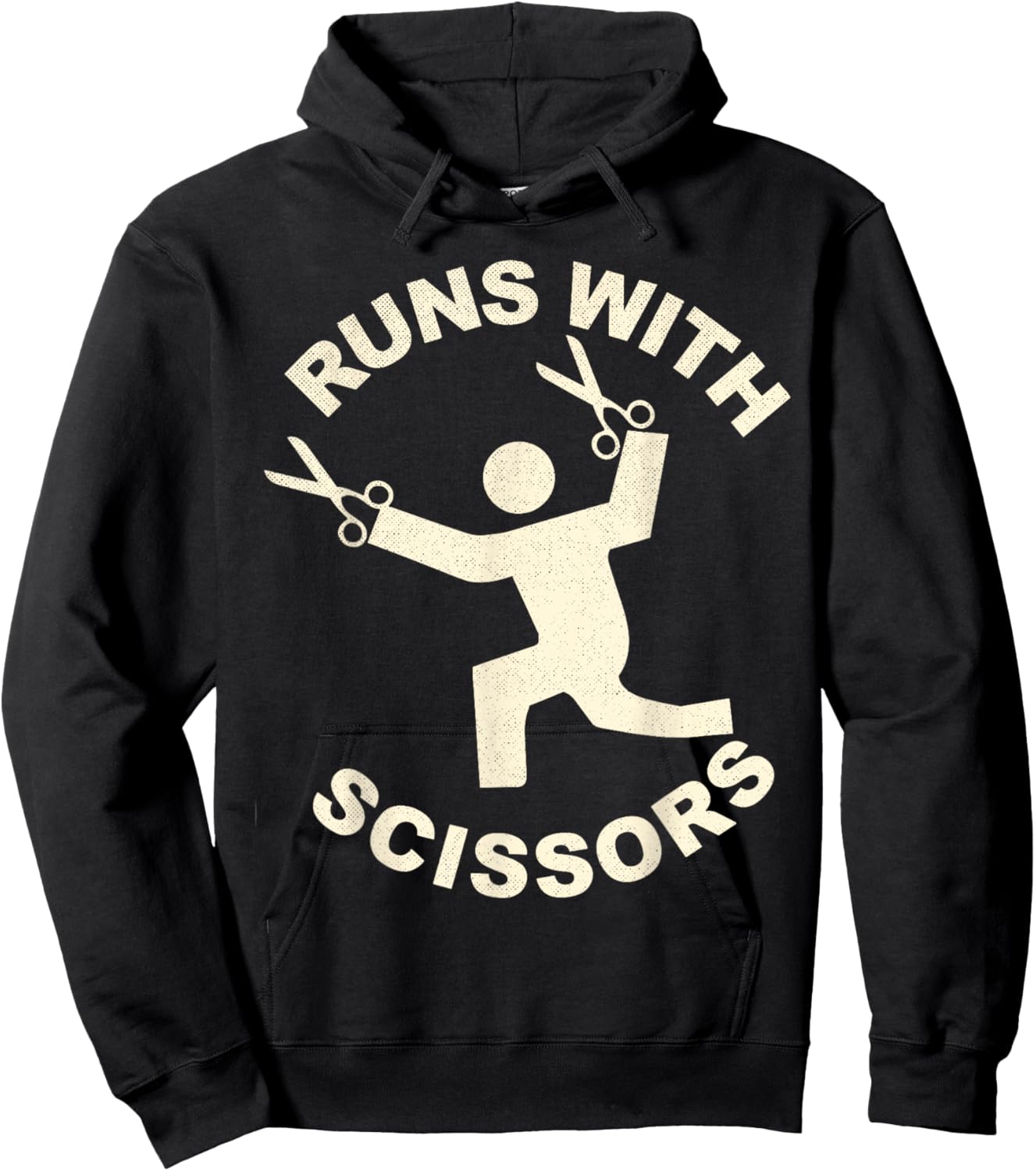 Runs with Scissors Funny Dangerous Stick Figure Hoodie - Hoodie | Black
