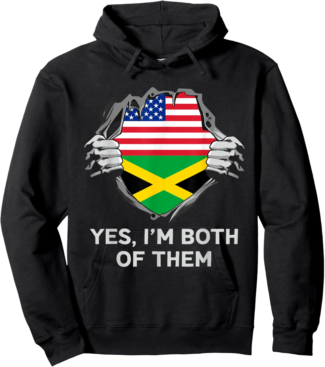 Half American Half Jamaican USA Jamaica Flag Hoodie - Hoodie | Black