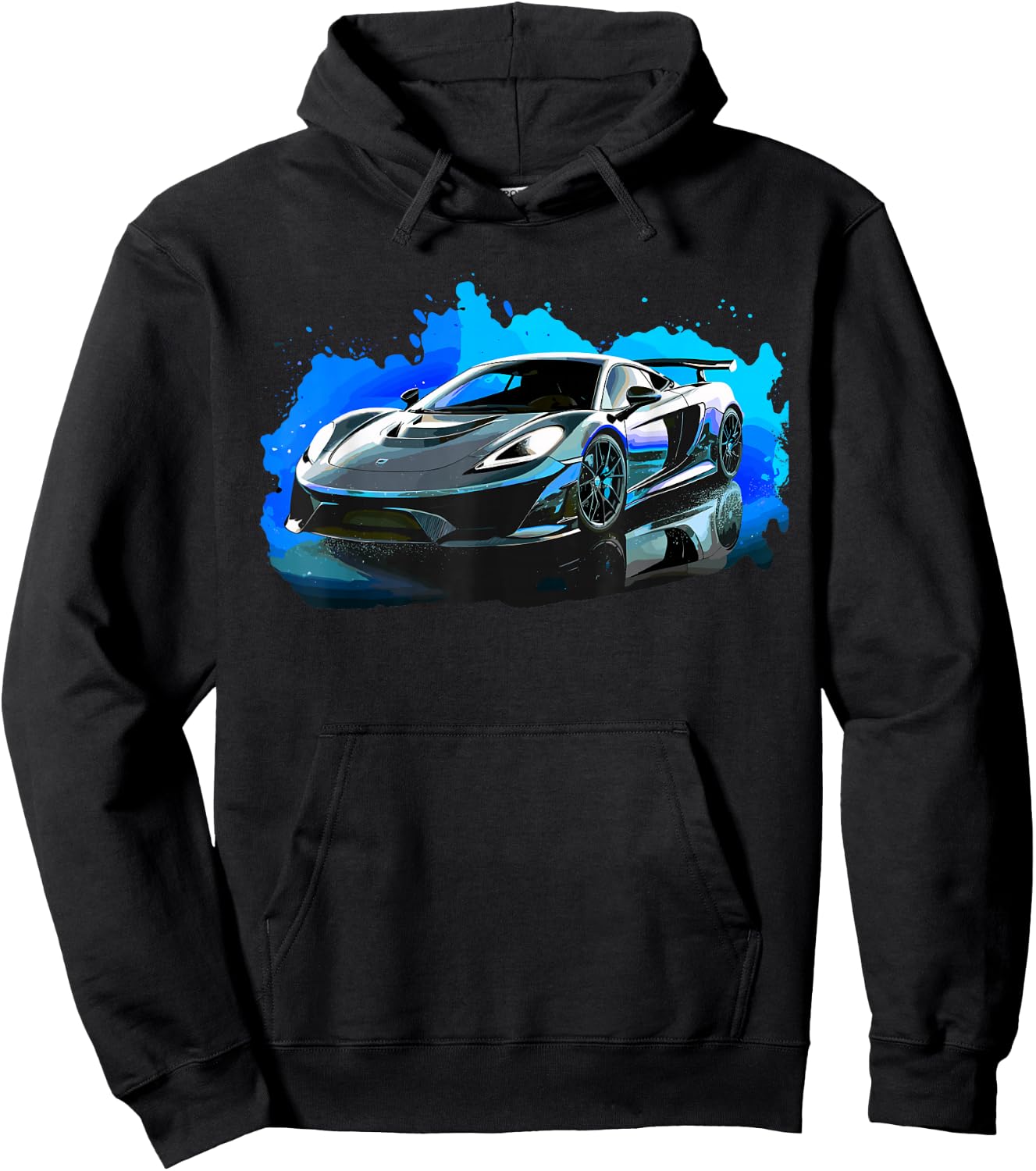 Supercar Exotic Sports Car Concept Poster Style Boys Graphic Hoodie - Hoodie | Black