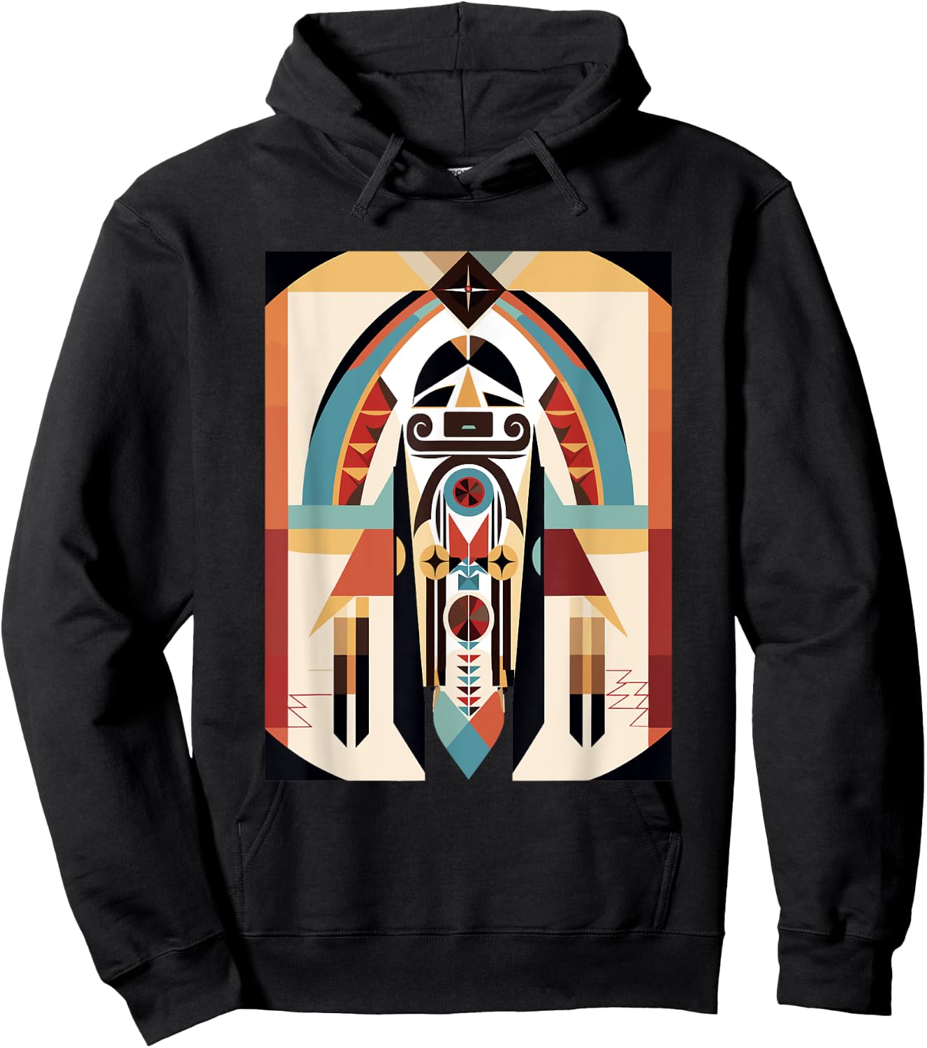 Hopi Art Design American Style Kachina Hoodie - Hoodie | Black