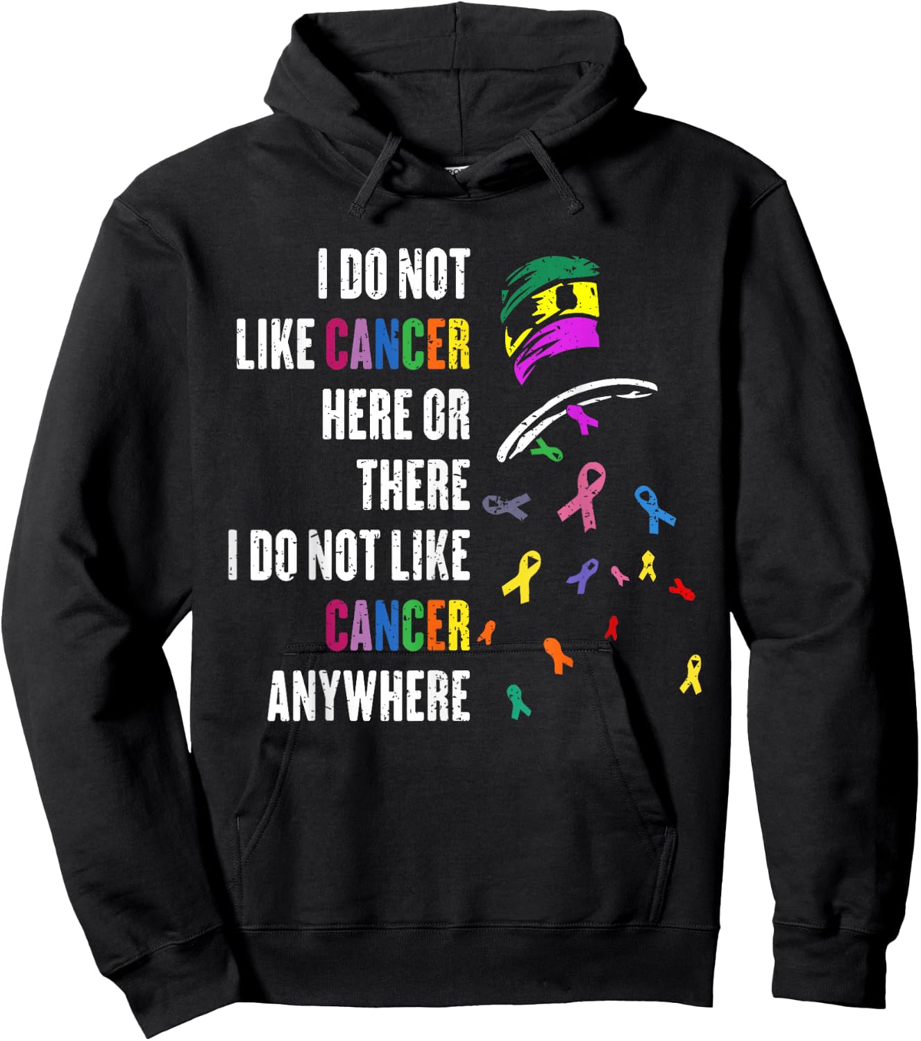 I Do Not Like Cancer There outfits -Adults Cancer Awareness Black Small Modern Hoodie - Hoodie | Black