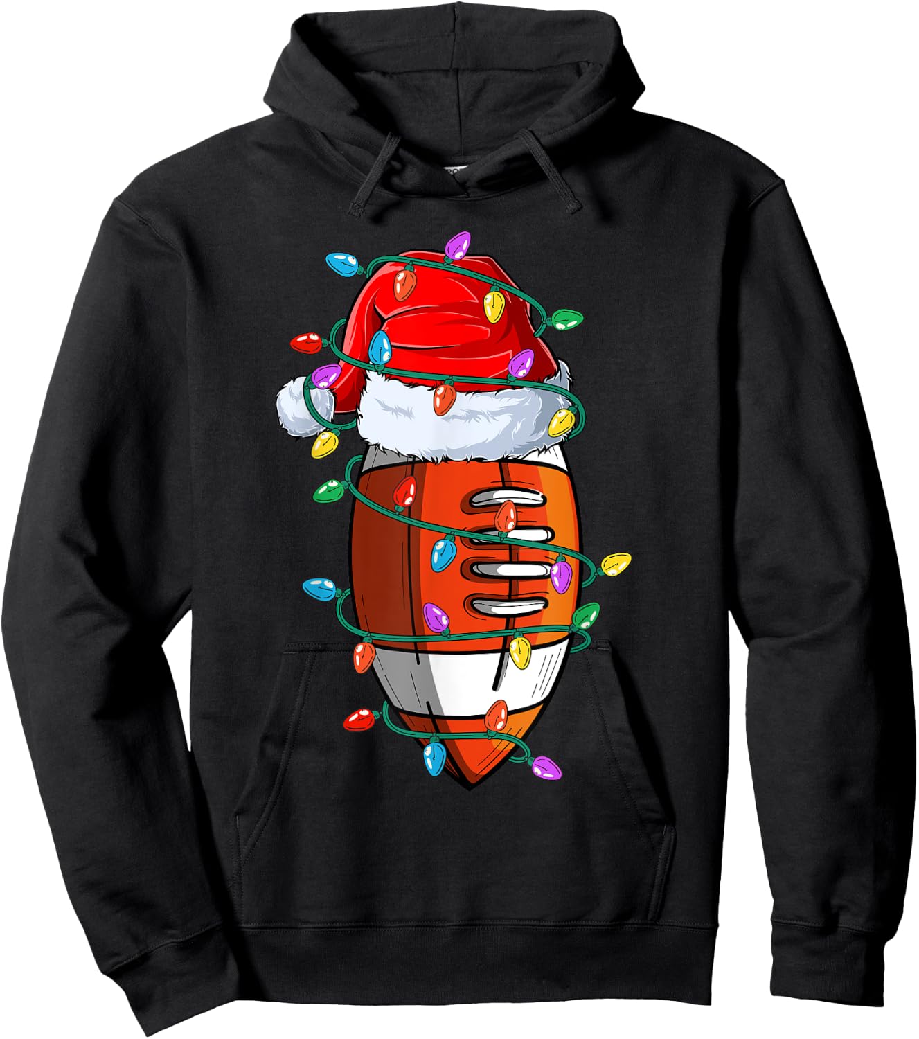 Christmas Football Xmas Santa Sports Hat Ball Kids Boys Men Hoodie - Hoodie | Black