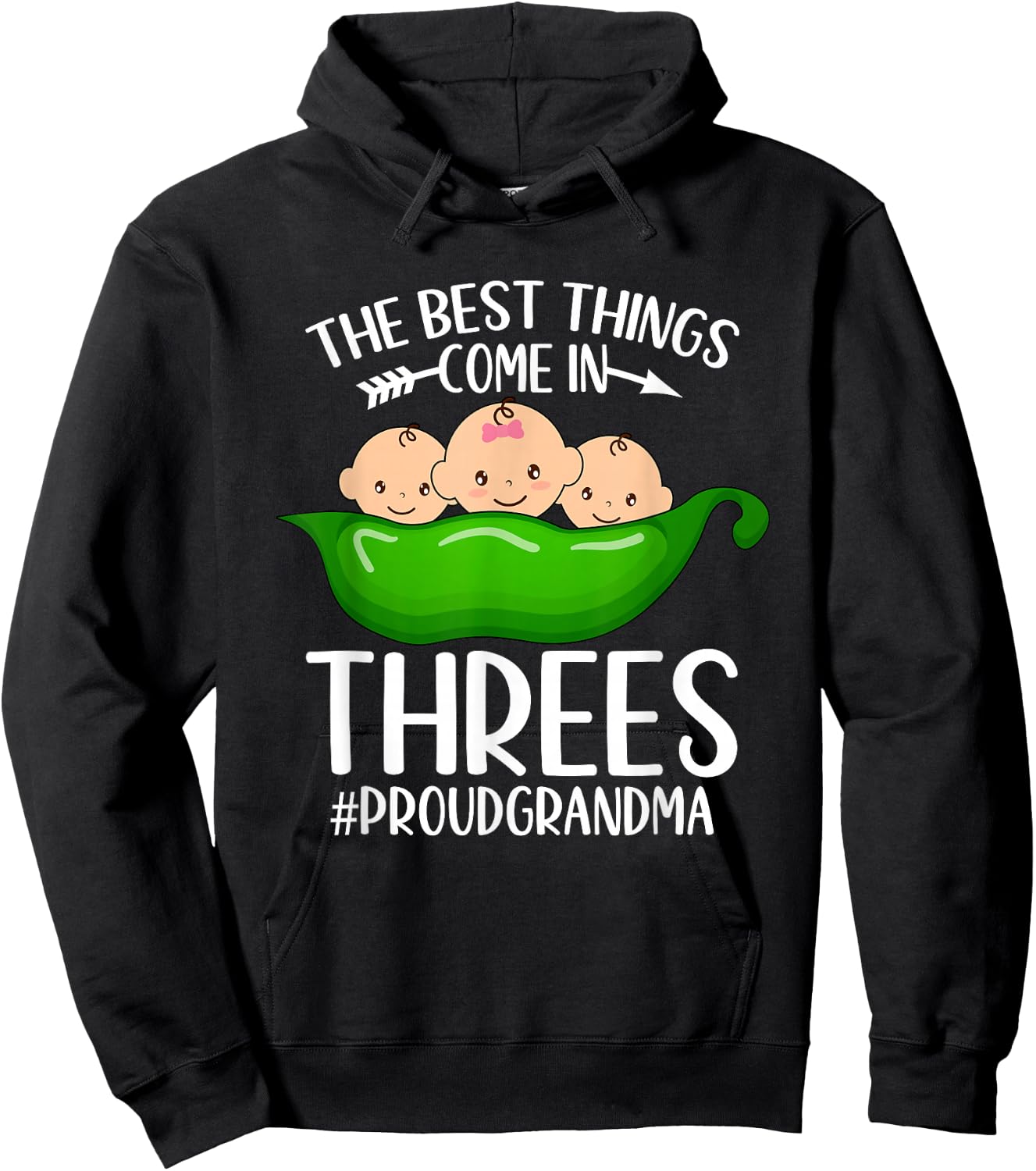 Proud Grandma of Triplets Triplet Grandma Hoodie - Hoodie | Black
