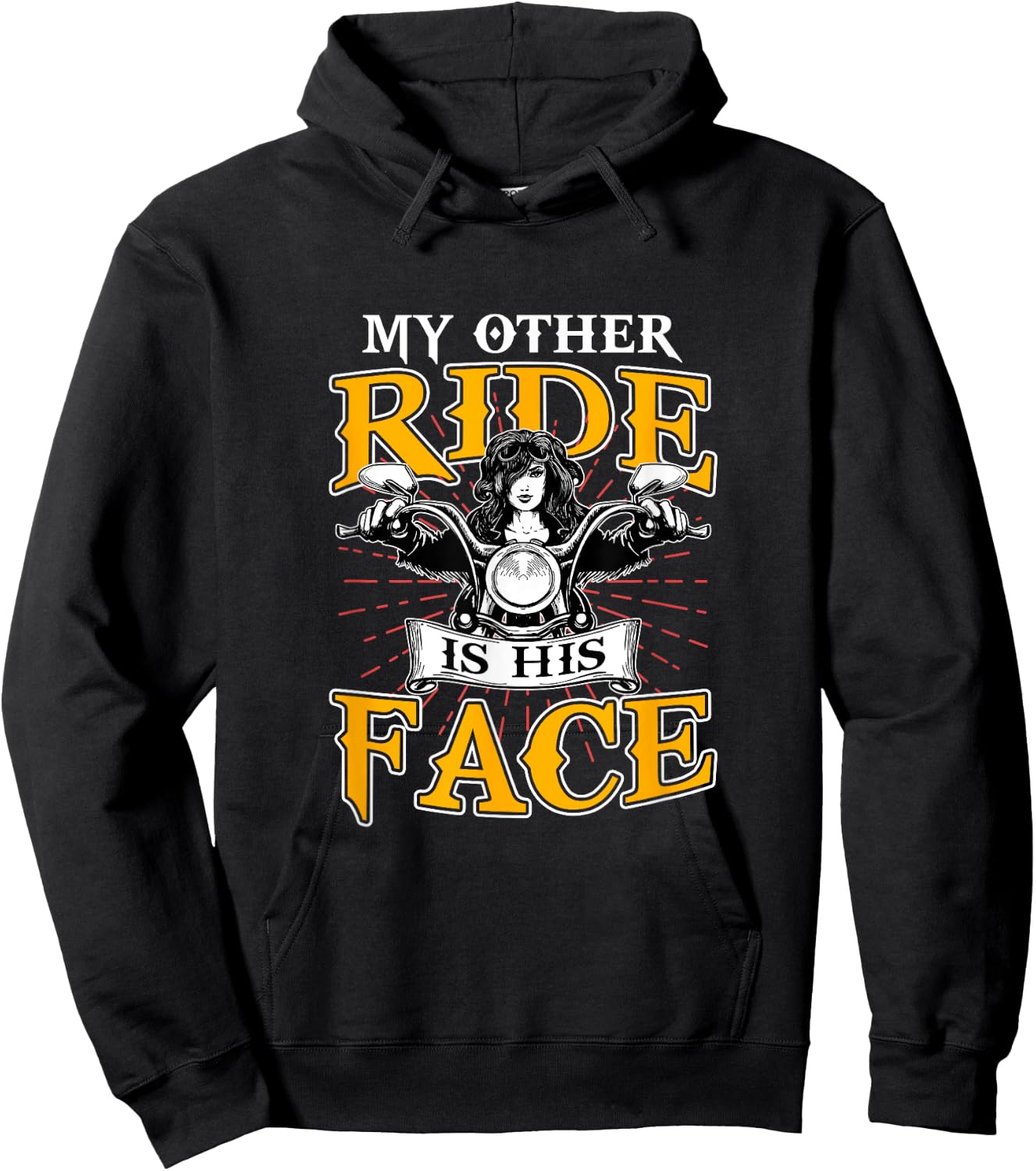 My Other Ride Is His Face Biker Wife Motorcycle Riding Lover Hoodie - Hoodie | Black
