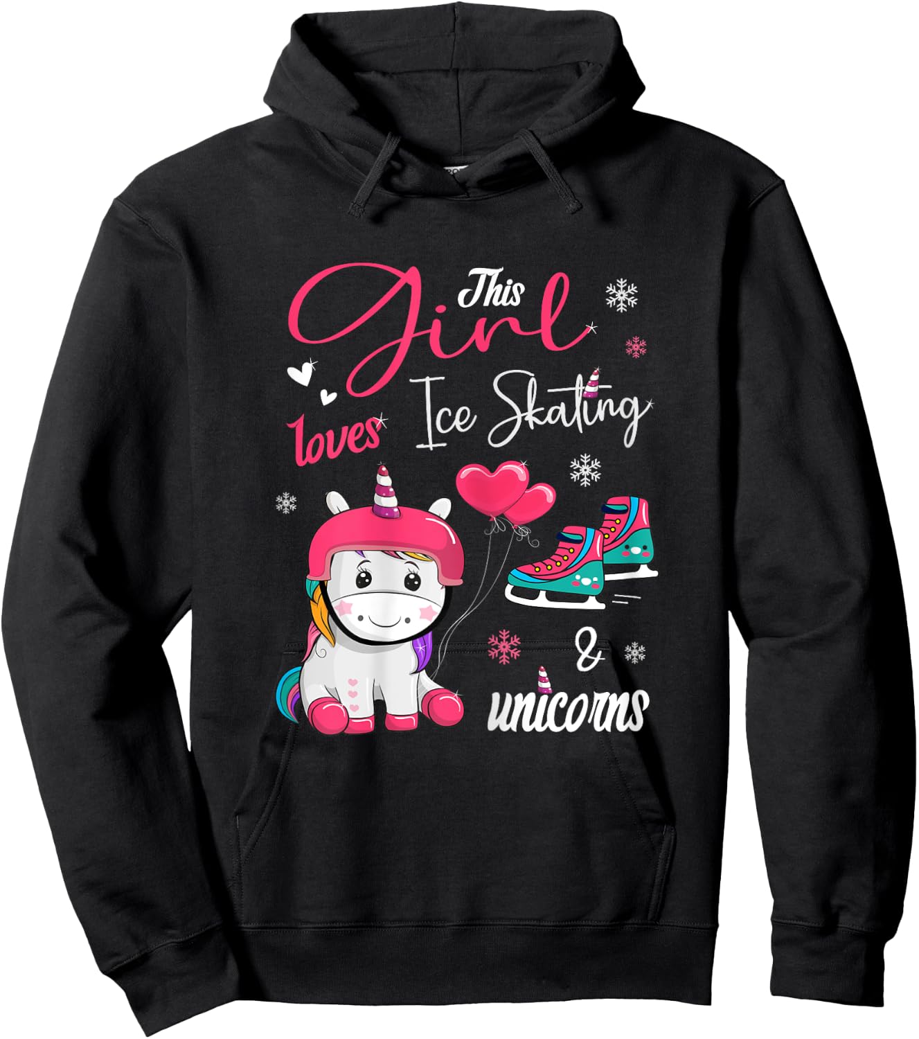 Ice Skating - This Girl Loves Ice Skating And Unicorns Hoodie - Hoodie | Black