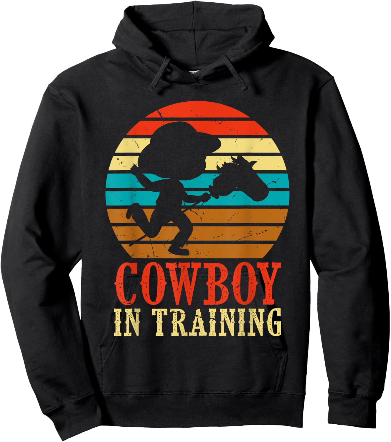Kids Cowboy in Training Cute Future Rodeo Boy Wooden Horse Hoodie - Hoodie | Black
