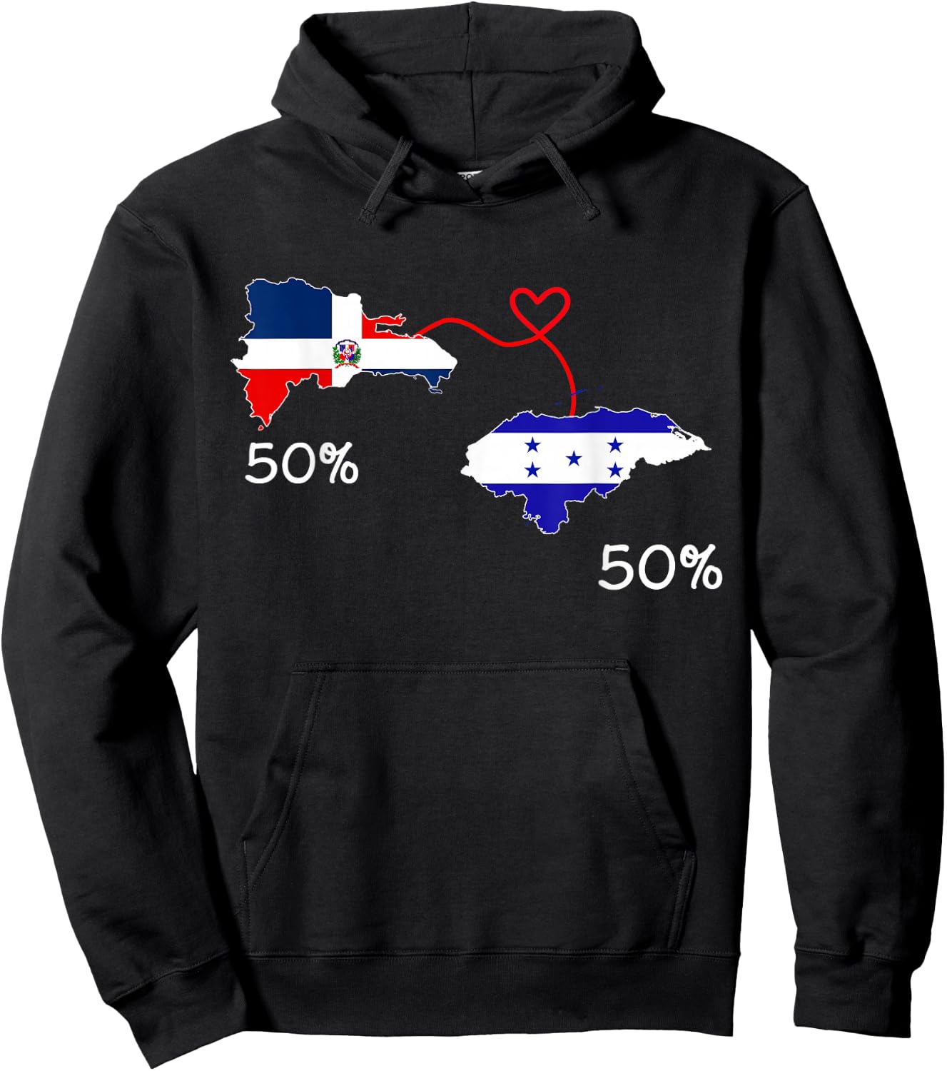 Half Dominican Half Honduran Flag Map Love Honduras RD Pride Hoodie - Hoodie | Black