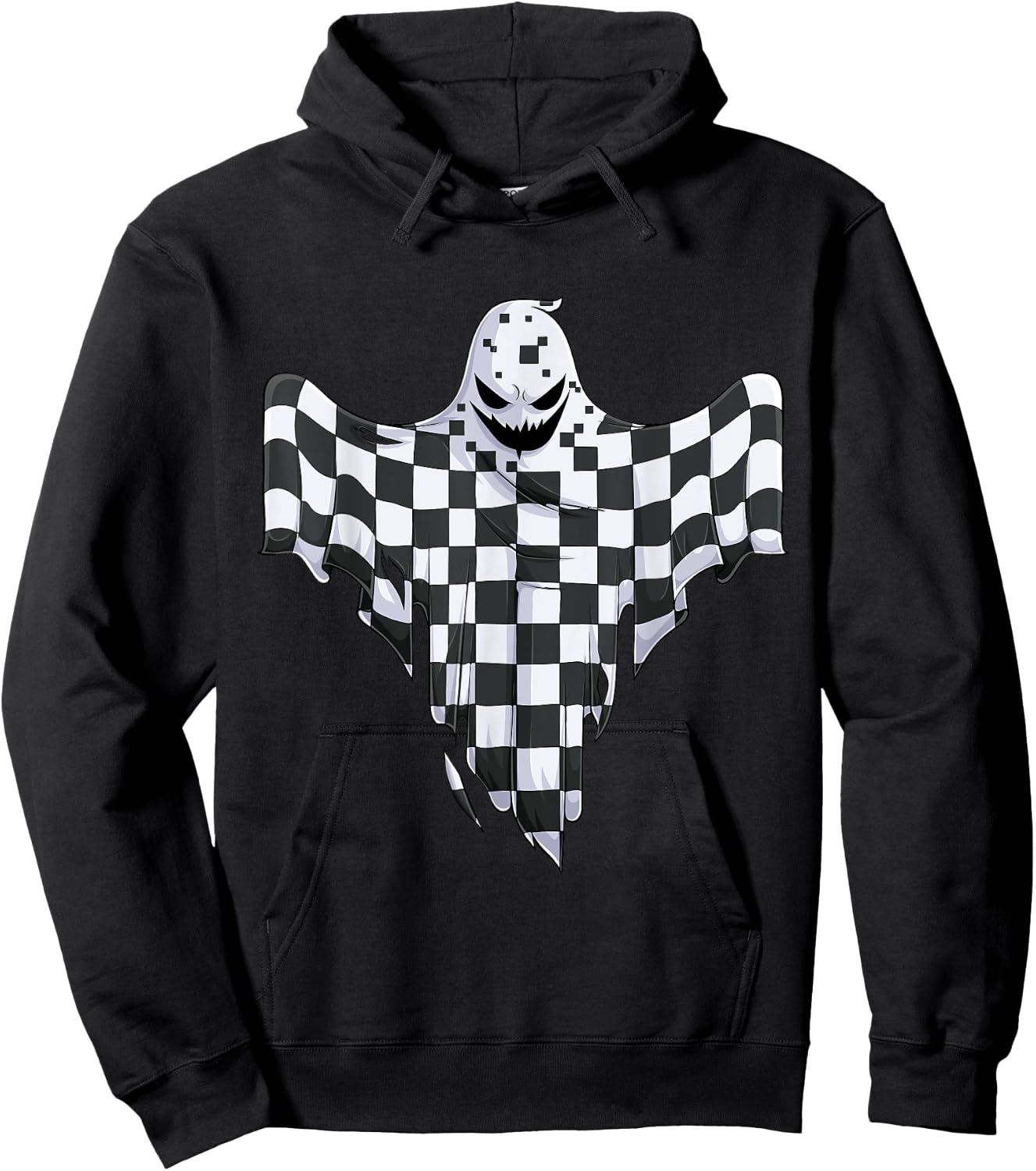 Ghost Halloween Kids Toddler Youth Race car Pit Crew Hoodie - Hoodie | Black