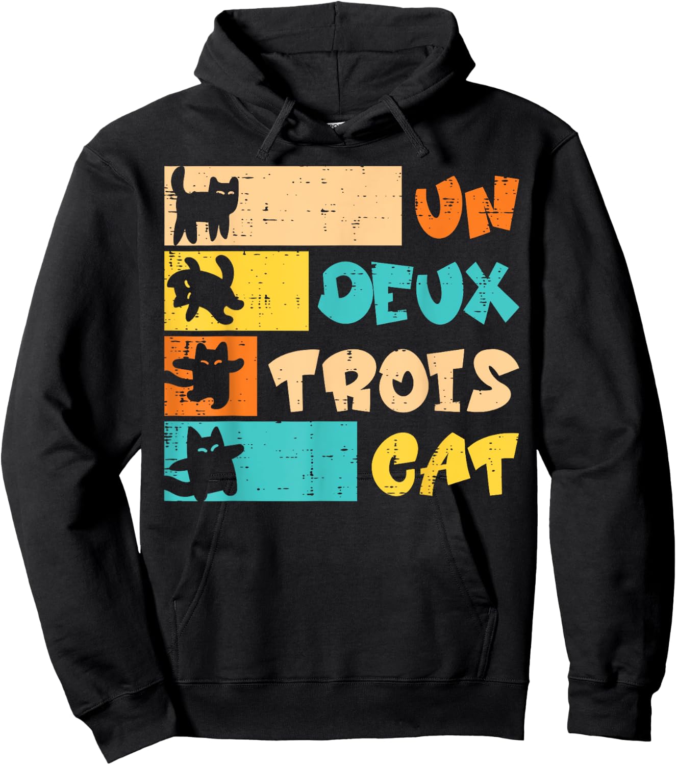 Un Deux Trois Cat French Retro Men Women Boys Kid Teen Youth Hoodie - Hoodie | Black