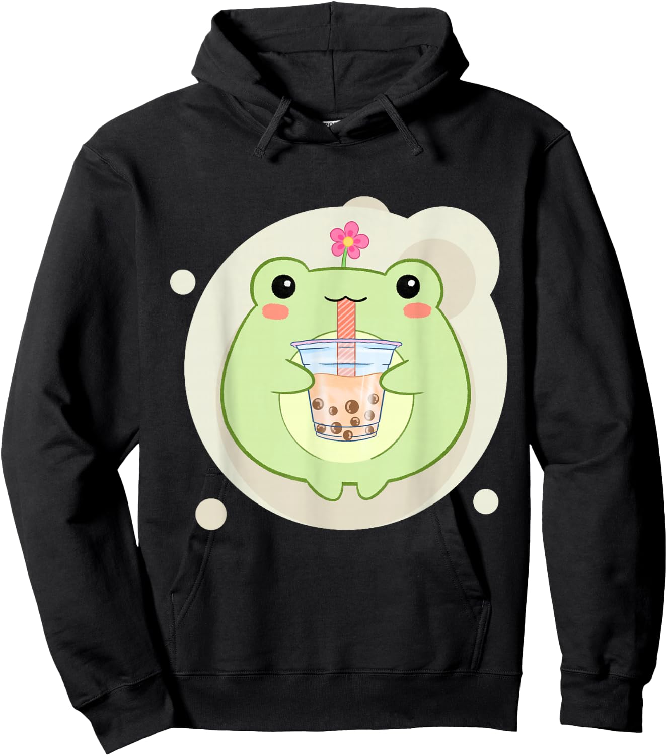Cute Kawaii Frog Drinks Boba Bubble Tea Kawaii Aesthetic Hoodie - Hoodie | Black